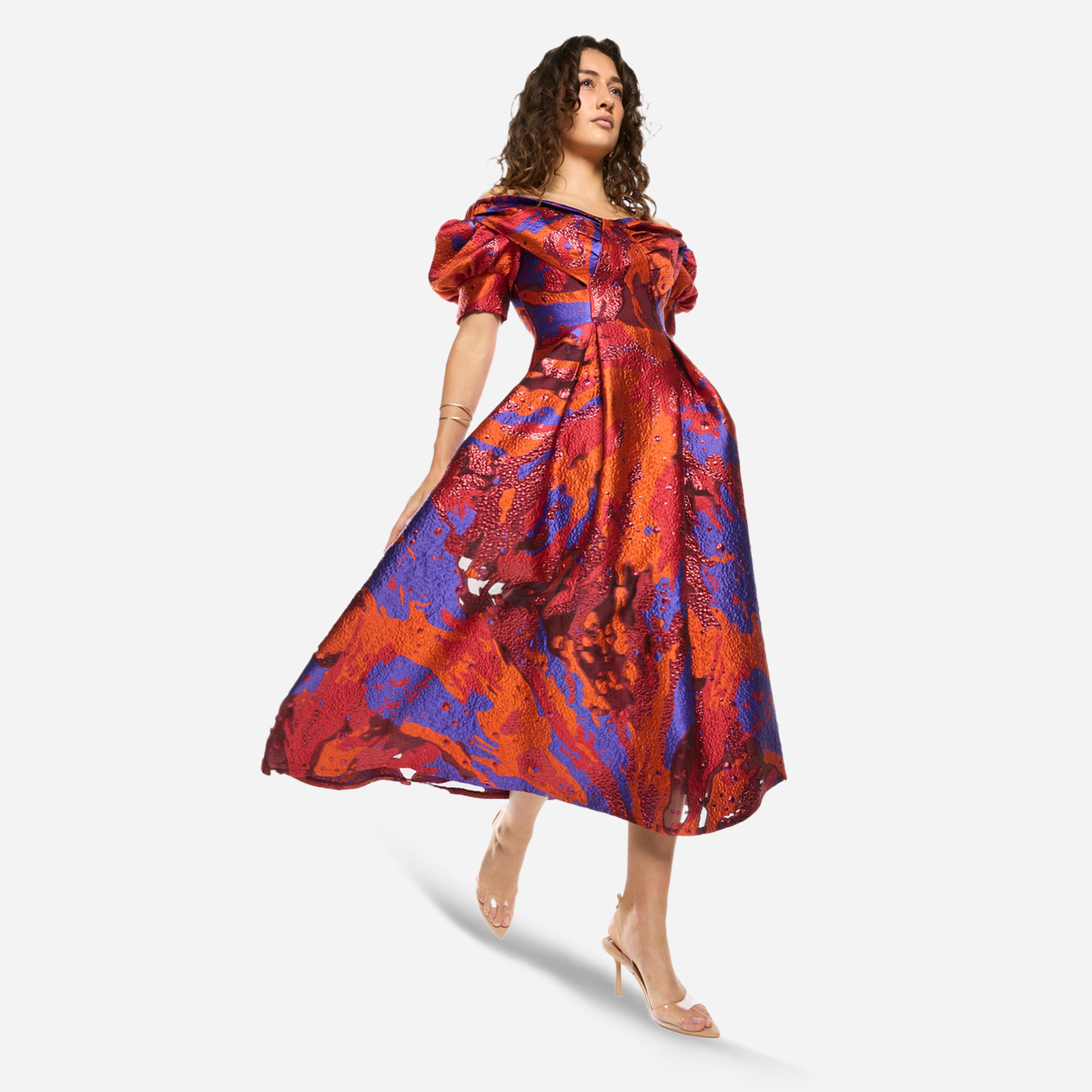 House of Moda X Styli Abstract Texture Off-Shoulder Flare Midi Dress-women-clothing-dresses-image-3