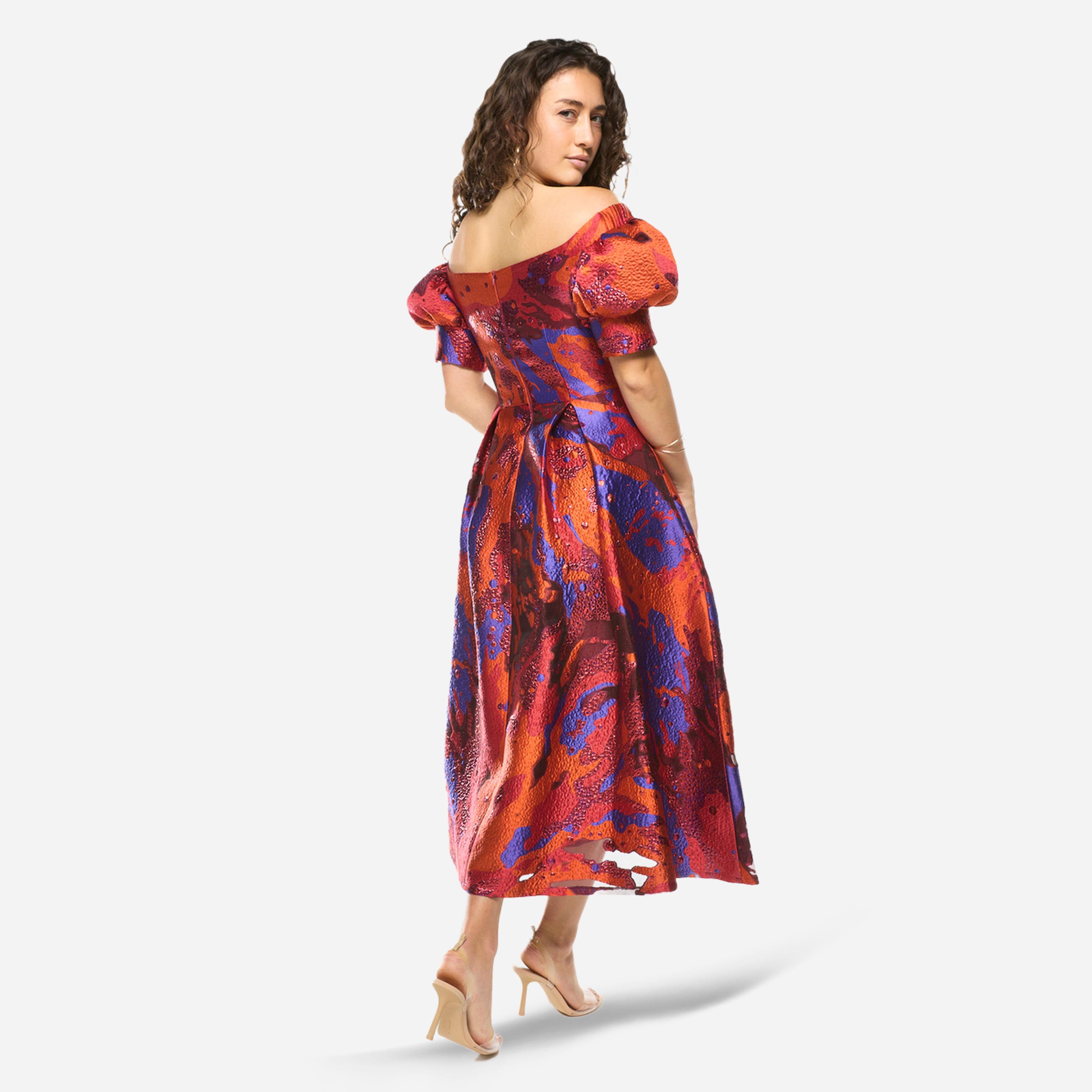 House of Moda X Styli Abstract Texture Off-Shoulder Flare Midi Dress-women-clothing-dresses-image-5