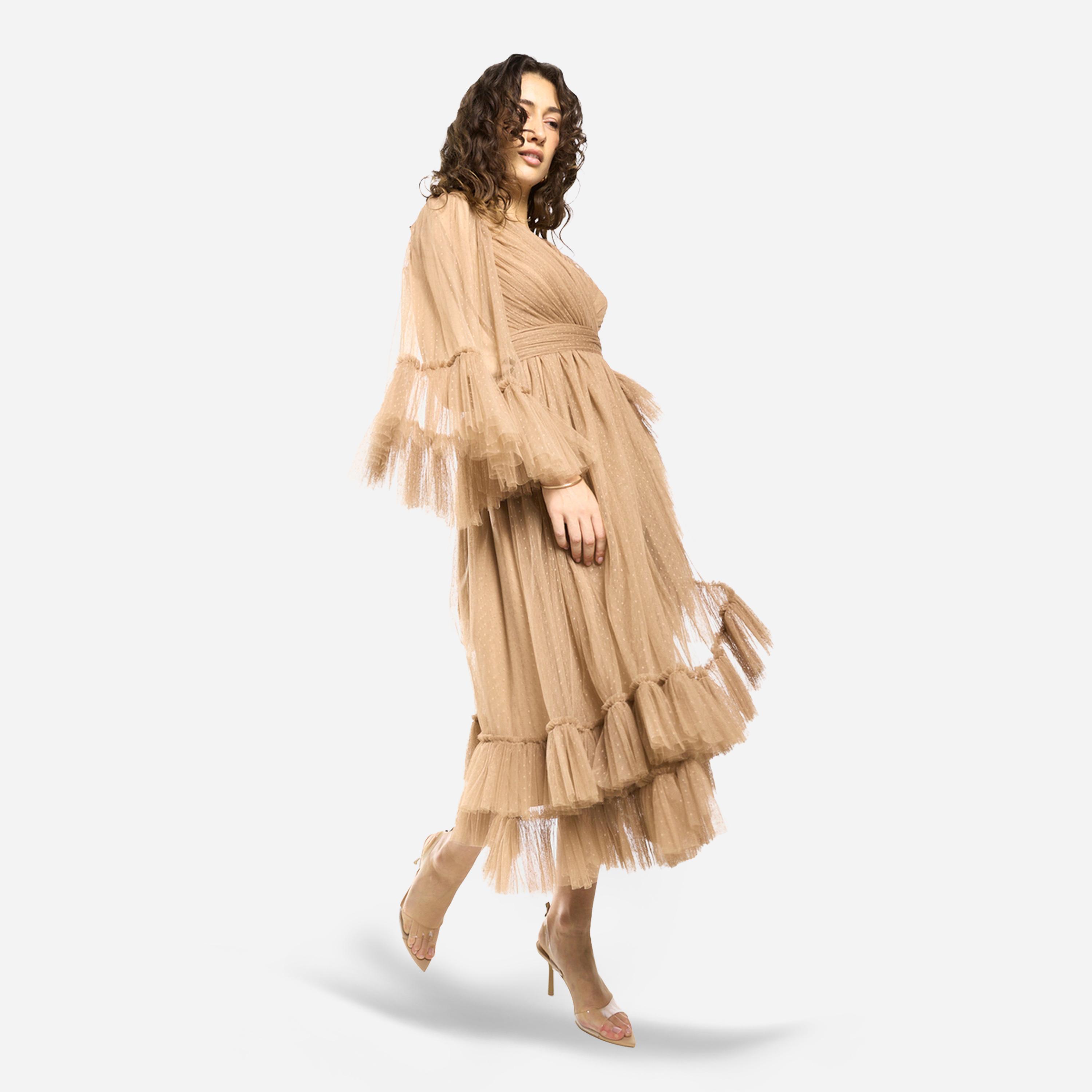 فستان ميدي بطبقات ونمط لف مع تفاصيل كشكش-women-clothing-dresses-image-2
