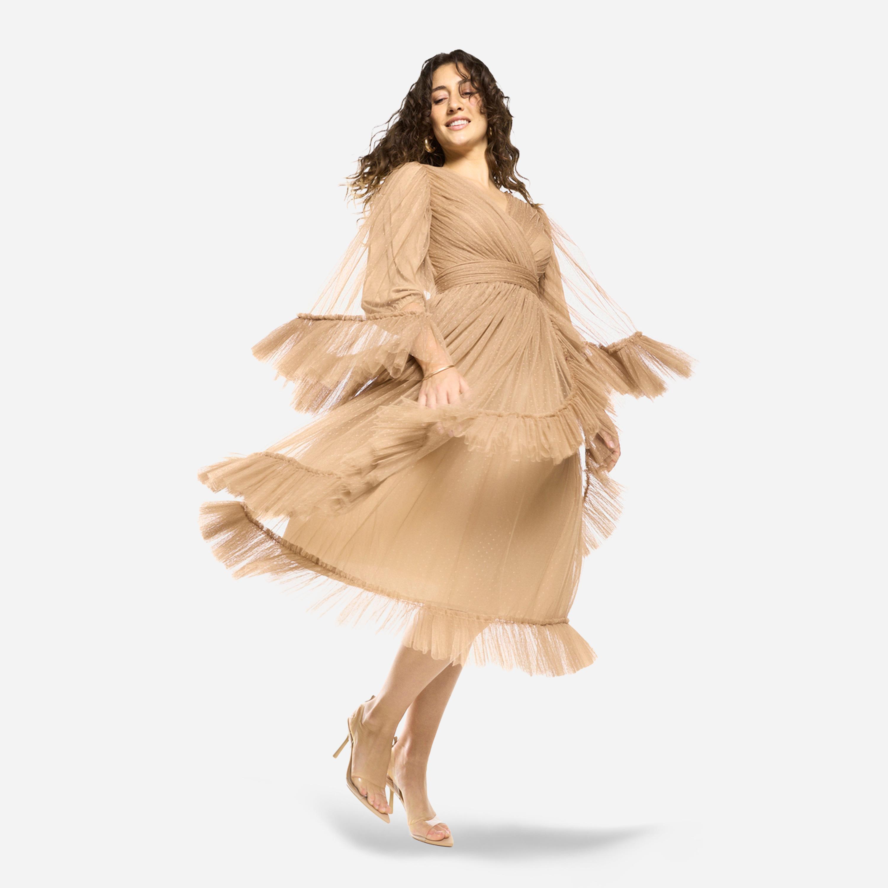 فستان ميدي بطبقات ونمط لف مع تفاصيل كشكش-women-clothing-dresses-image-3