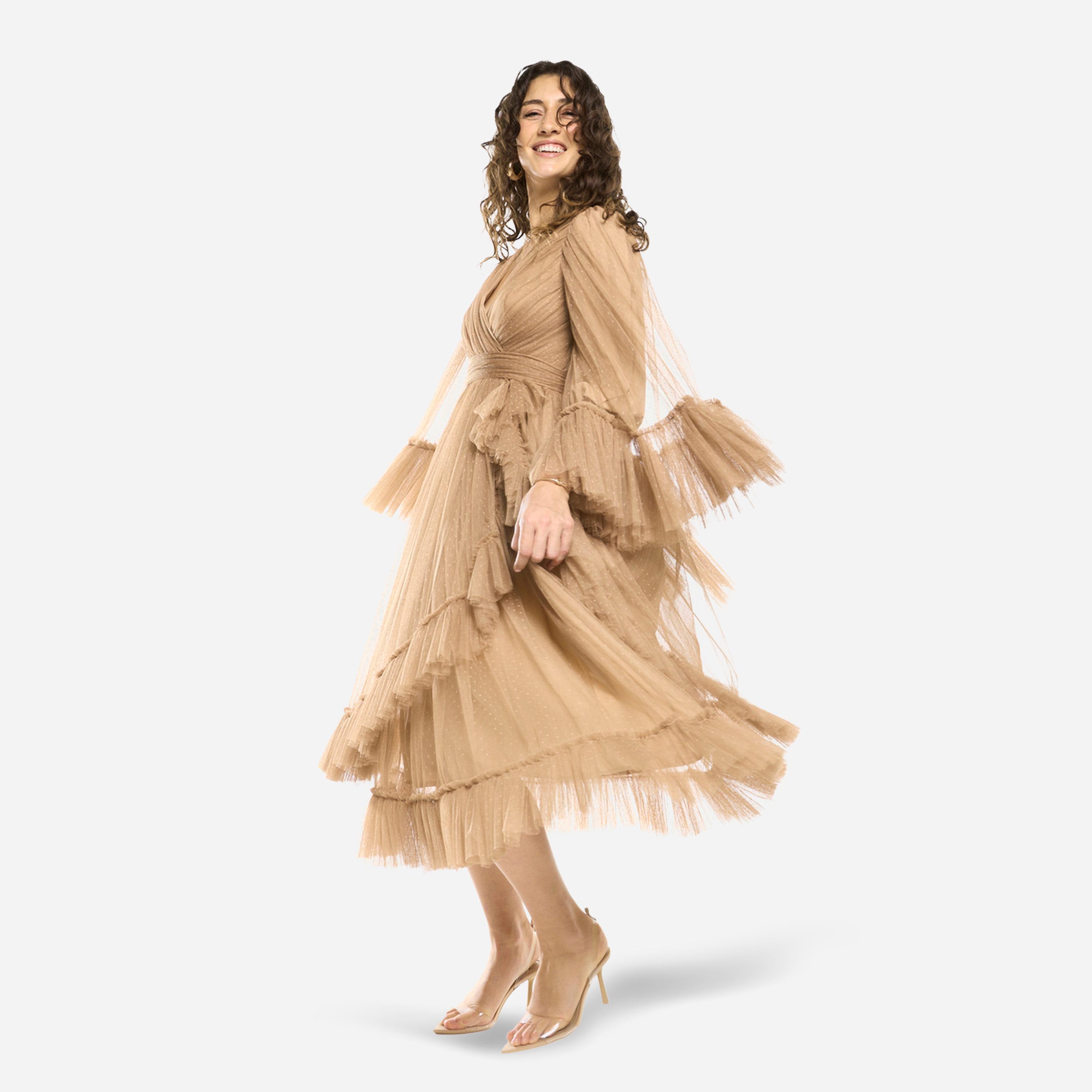 فستان ميدي بطبقات ونمط لف مع تفاصيل كشكش-women-clothing-dresses-image-4