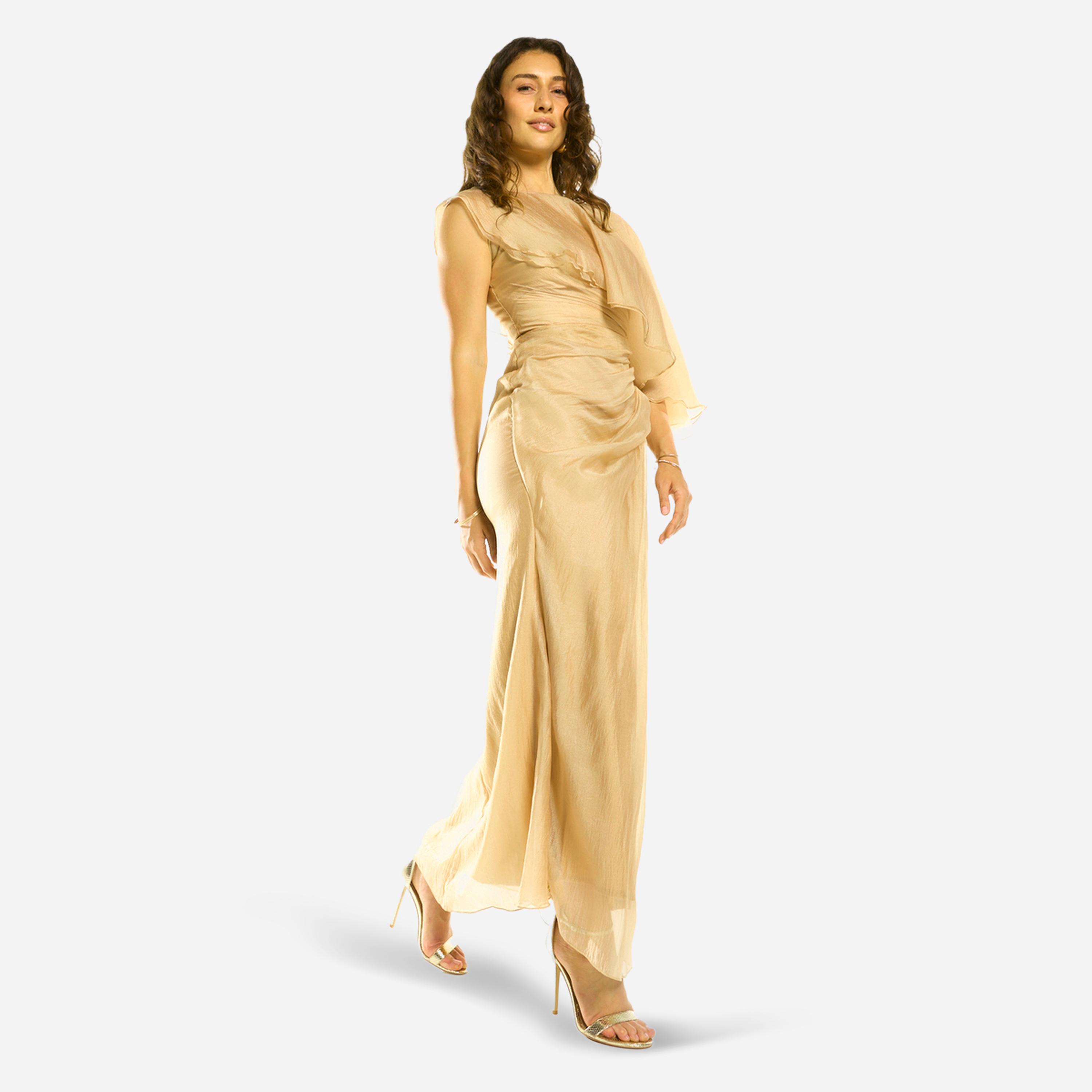 House of Moda X Styli Draped Overlay Flutter Sleeve Gown Maxi Dress-women-clothing-dresses-image-4