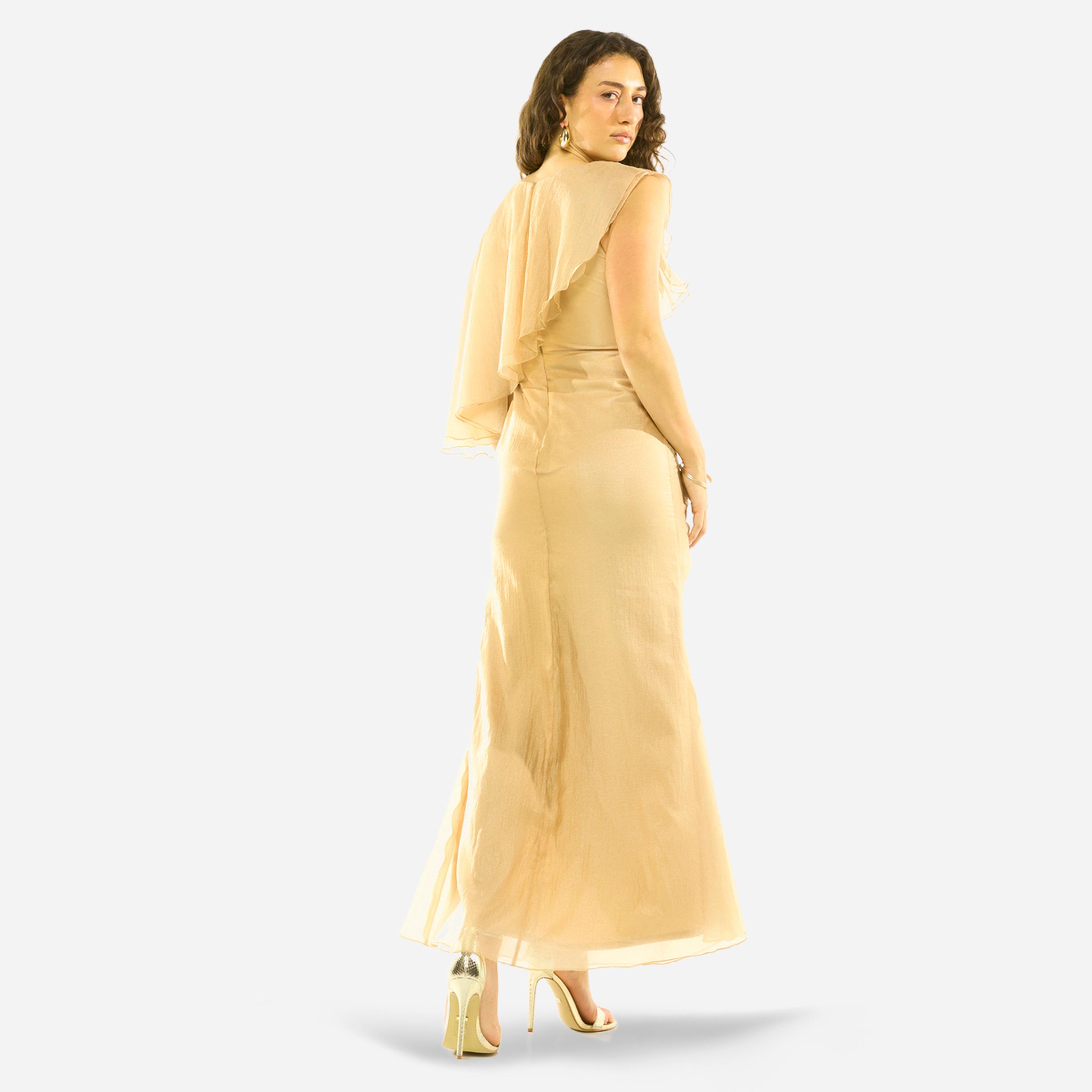 House of Moda X Styli Draped Overlay Flutter Sleeve Gown Maxi Dress-women-clothing-dresses-image-5