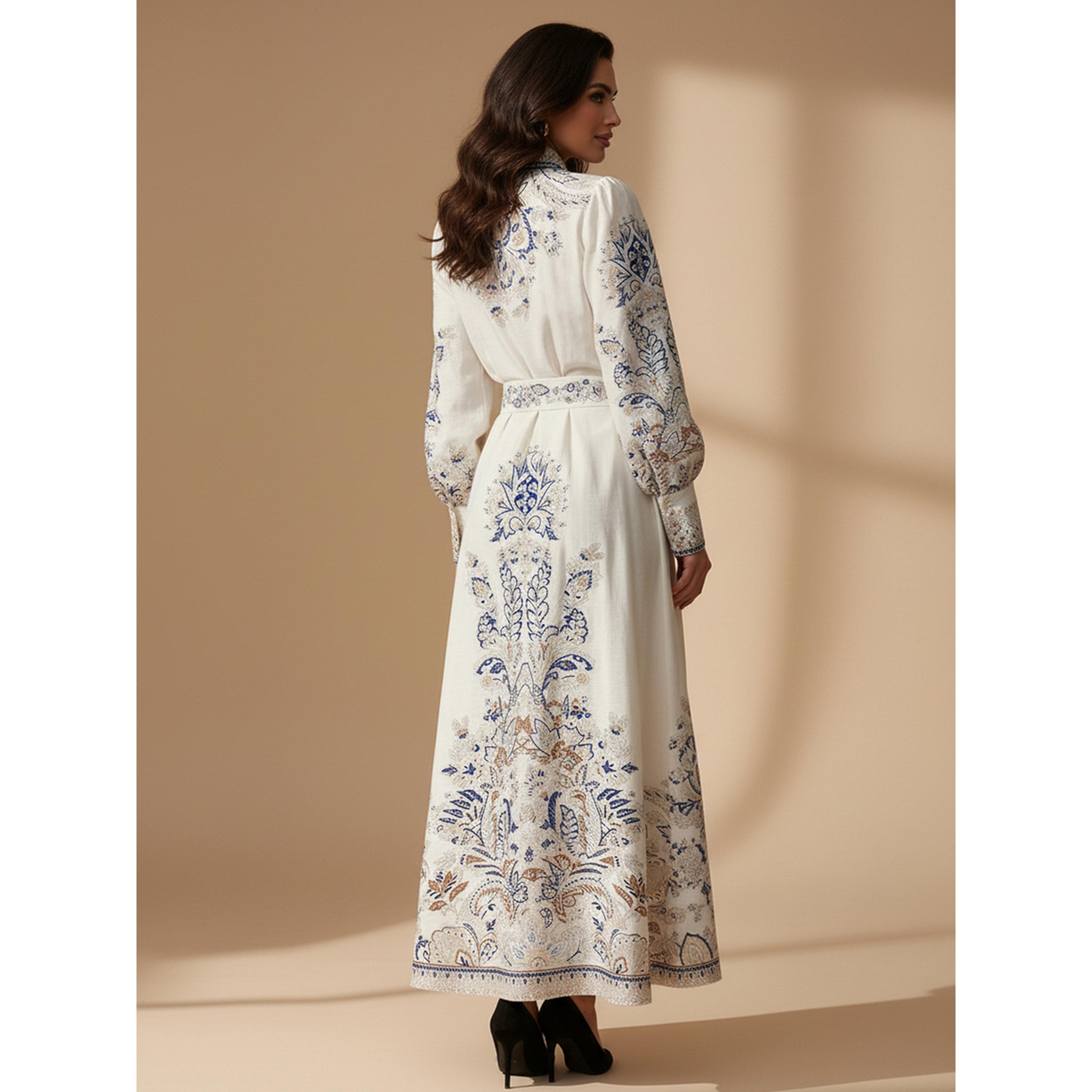 Take Two Beige Graphic Print Belted Shirt Maxi Dress-women-clothing-dresses-image-5