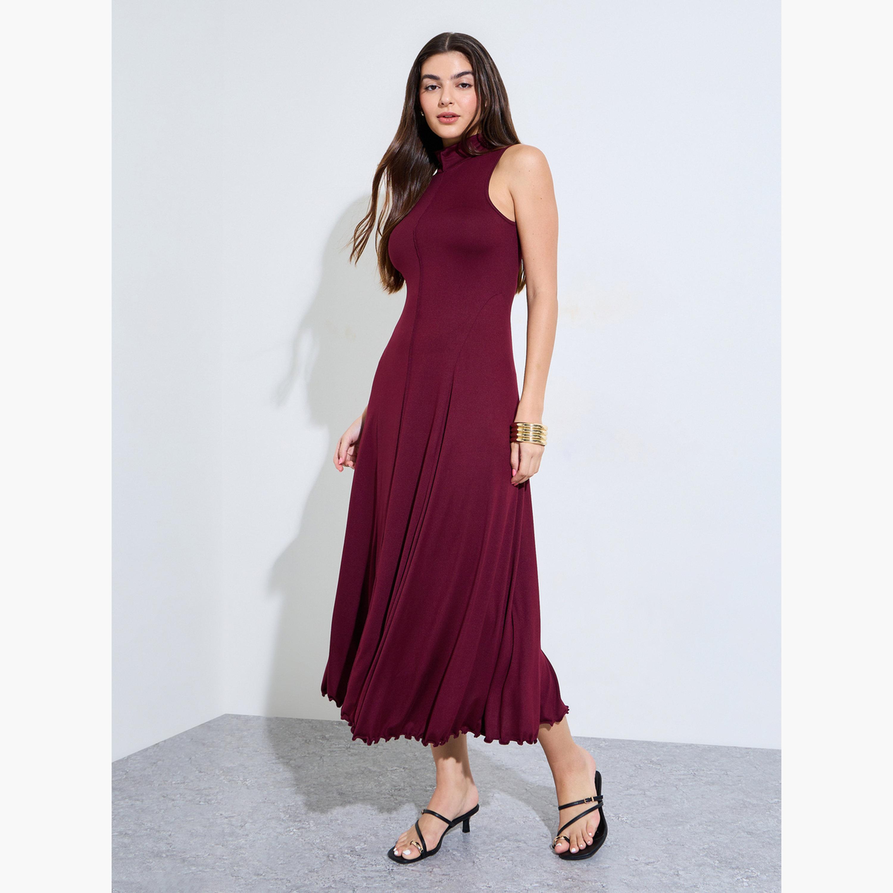 فستان طويل بحافة واسعة بلا أكمام-women-clothing-dresses-image-1