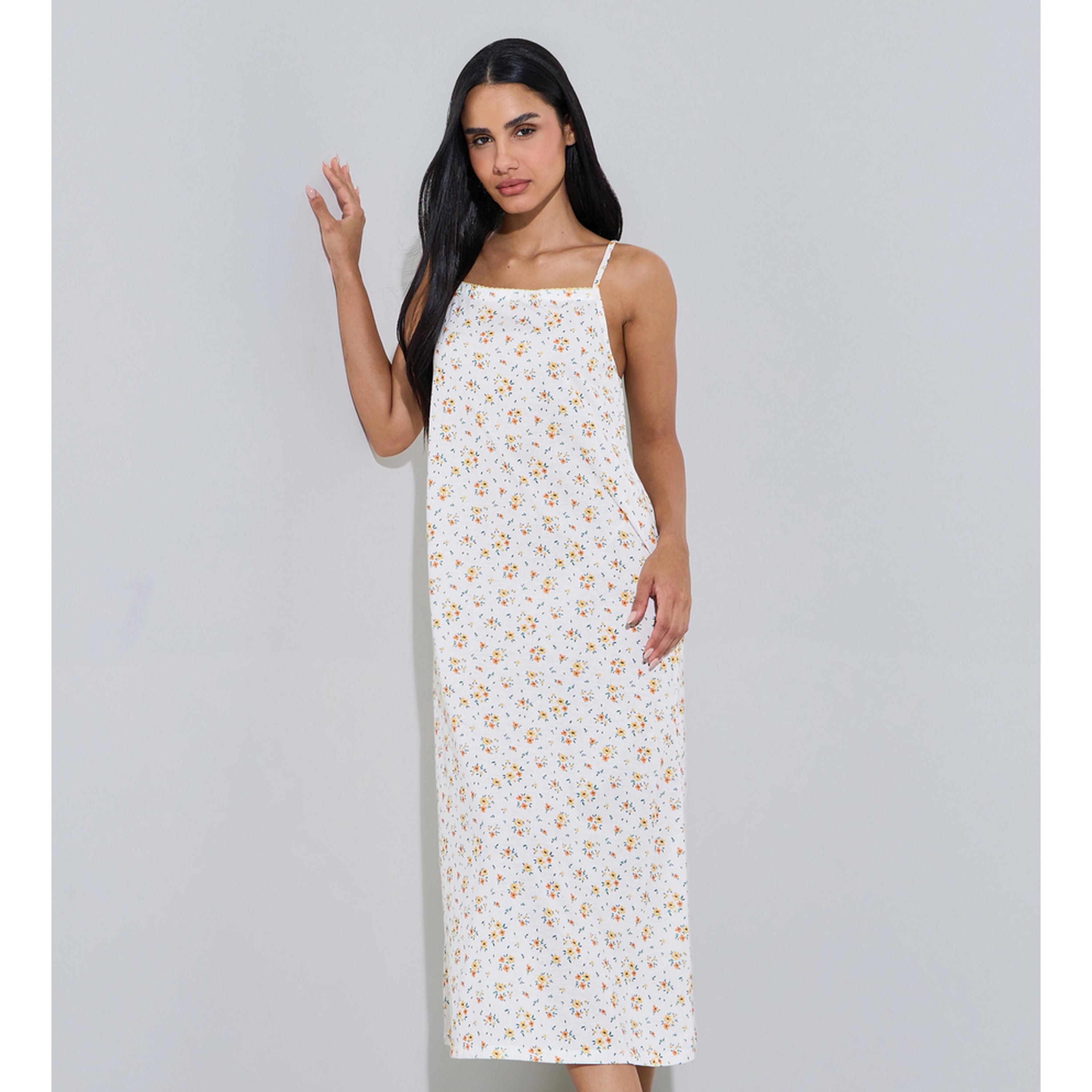 قميص نوم بحمالات ونمط طبعة أزهار كاملة متعدد الألوان-women-clothing-nightwear-nighties-image-1