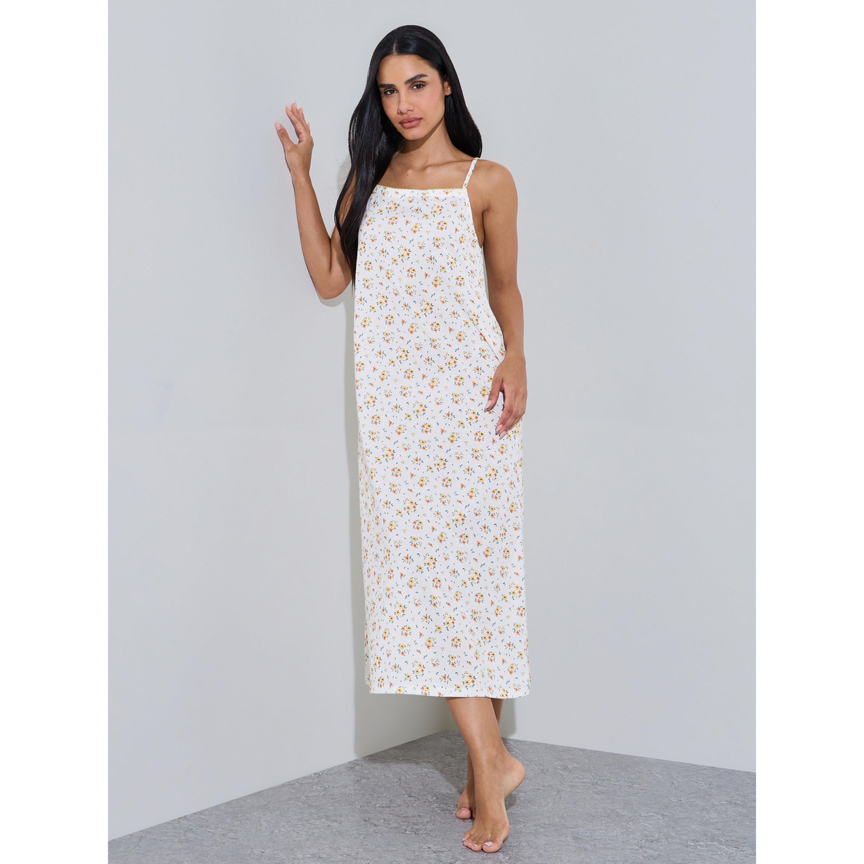 قميص نوم بحمالات ونمط طبعة أزهار كاملة متعدد الألوان-women-clothing-nightwear-nighties-image-2