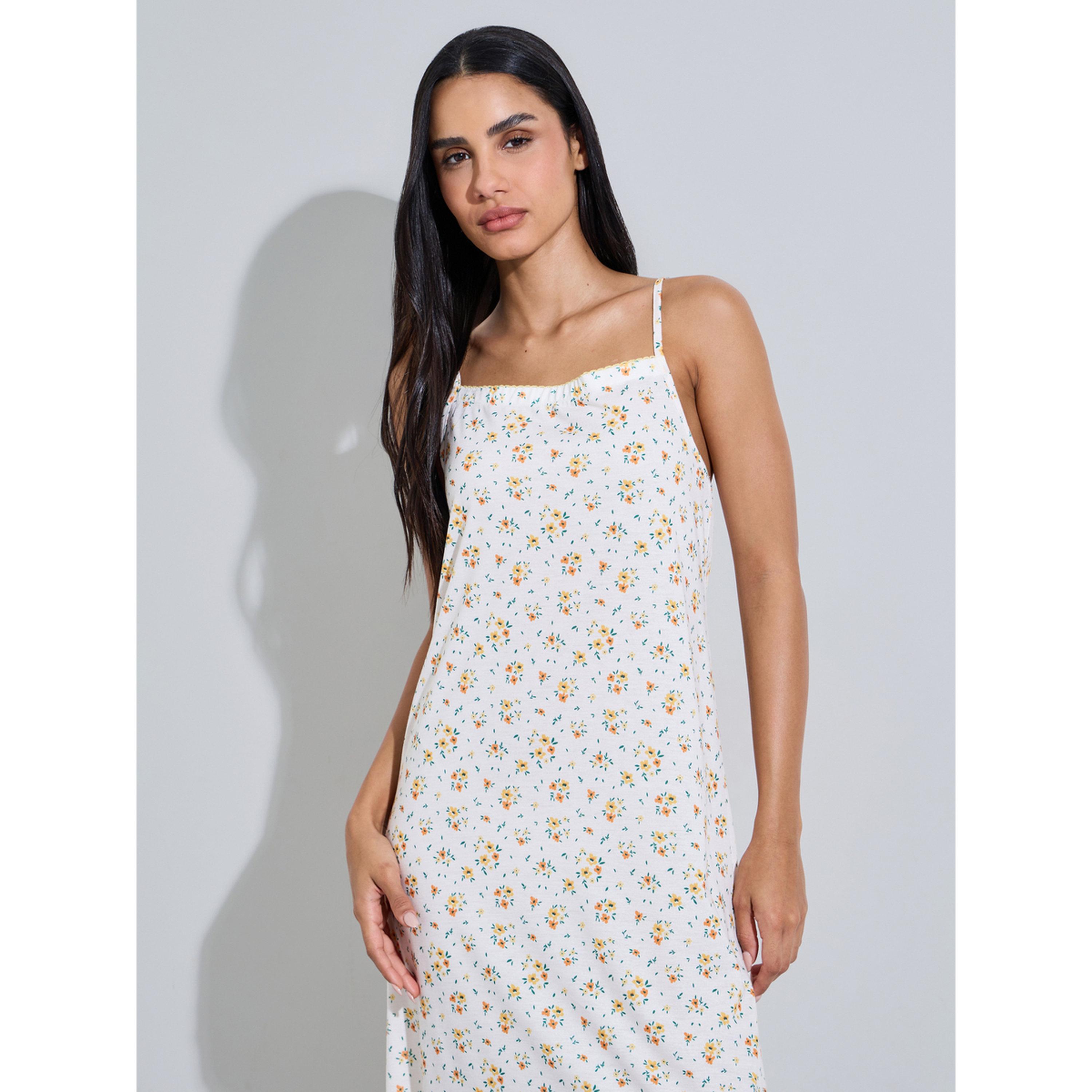 قميص نوم بحمالات ونمط طبعة أزهار كاملة متعدد الألوان-women-clothing-nightwear-nighties-image-3