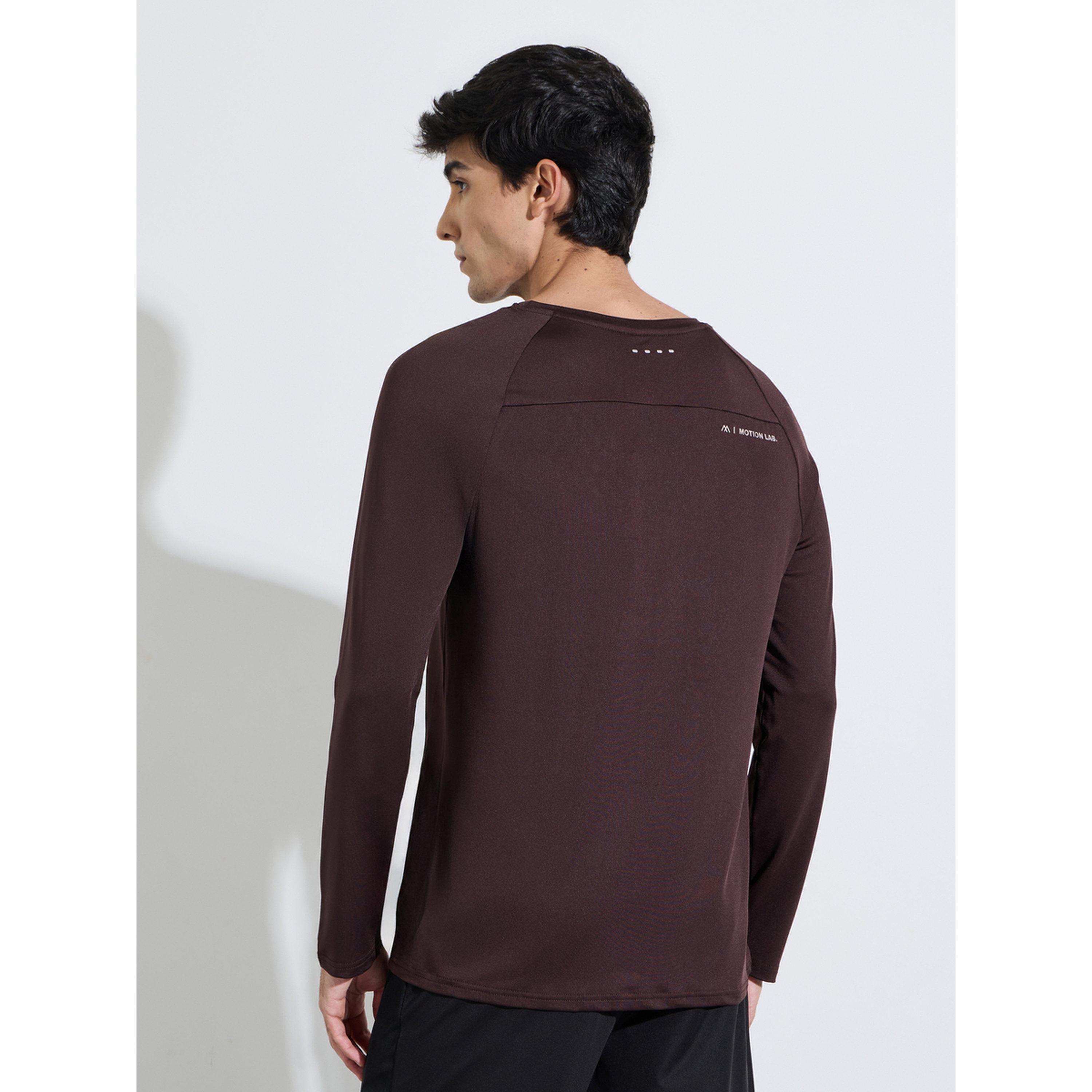 Styli Brown Solid Muscle Fit Long Sleeve Running T-Shirt-men-clothing-sportswearandactivewear-tshirtsandpolos-image-3
