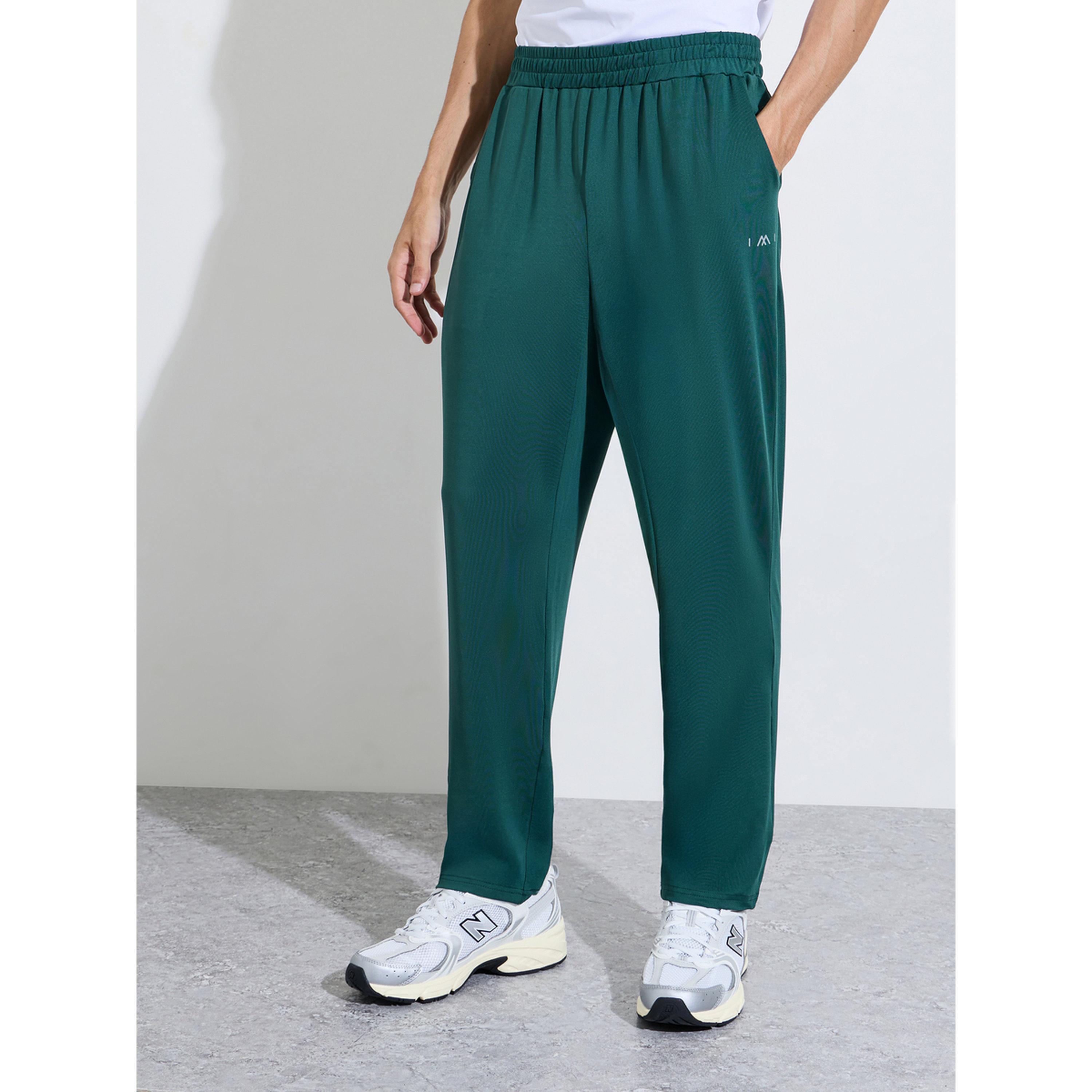 Styli Dark Green Solid Half Zip Long Sleeves Top and Track Pants Active Set-men-clothing-sportswearandactivewear-tracksuits-image-4