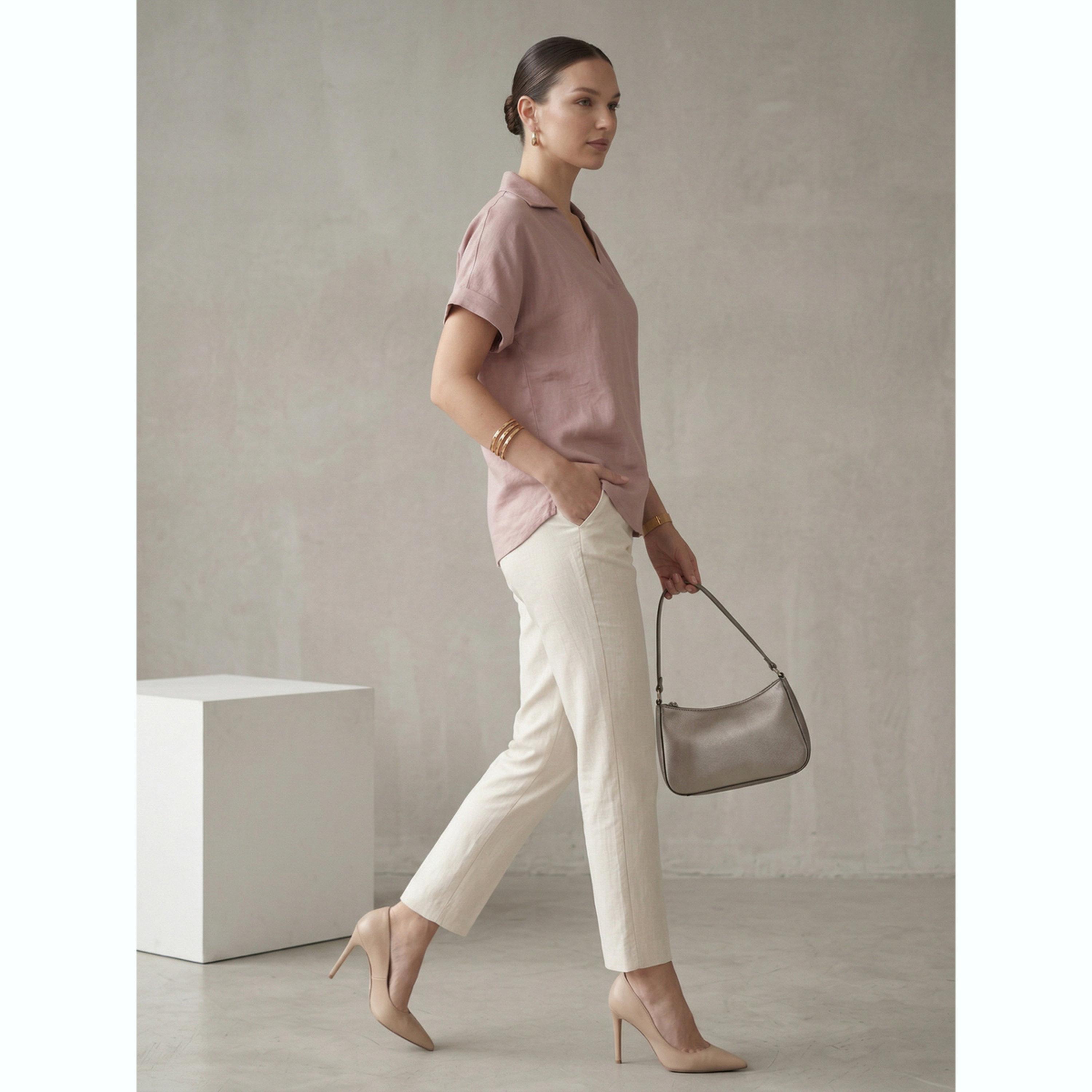 بلوزة بقصة مريحة وياقة مفتوحة باللون الوردي-women-clothing-shirtsandblouses-blouses-image-3