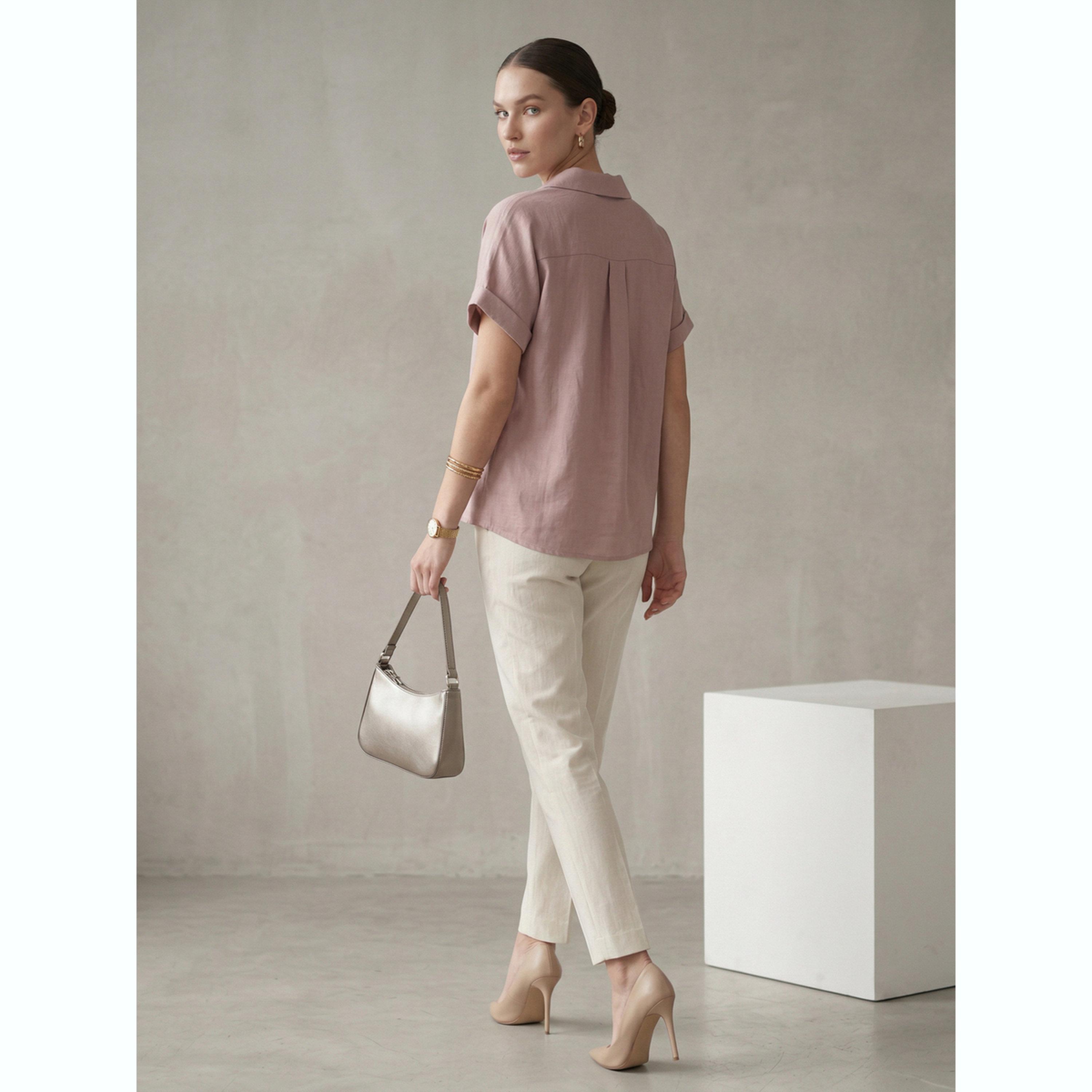 بلوزة بقصة مريحة وياقة مفتوحة باللون الوردي-women-clothing-shirtsandblouses-blouses-image-5