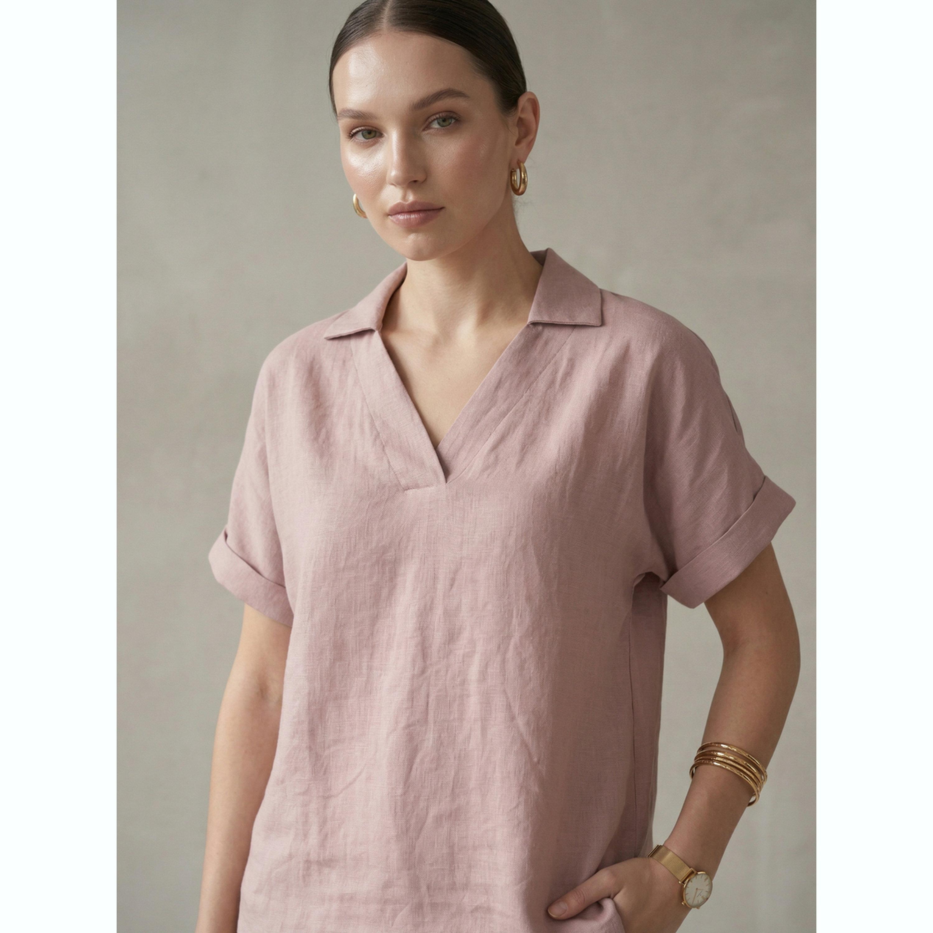 بلوزة بقصة مريحة وياقة مفتوحة باللون الوردي-women-clothing-shirtsandblouses-blouses-image-6