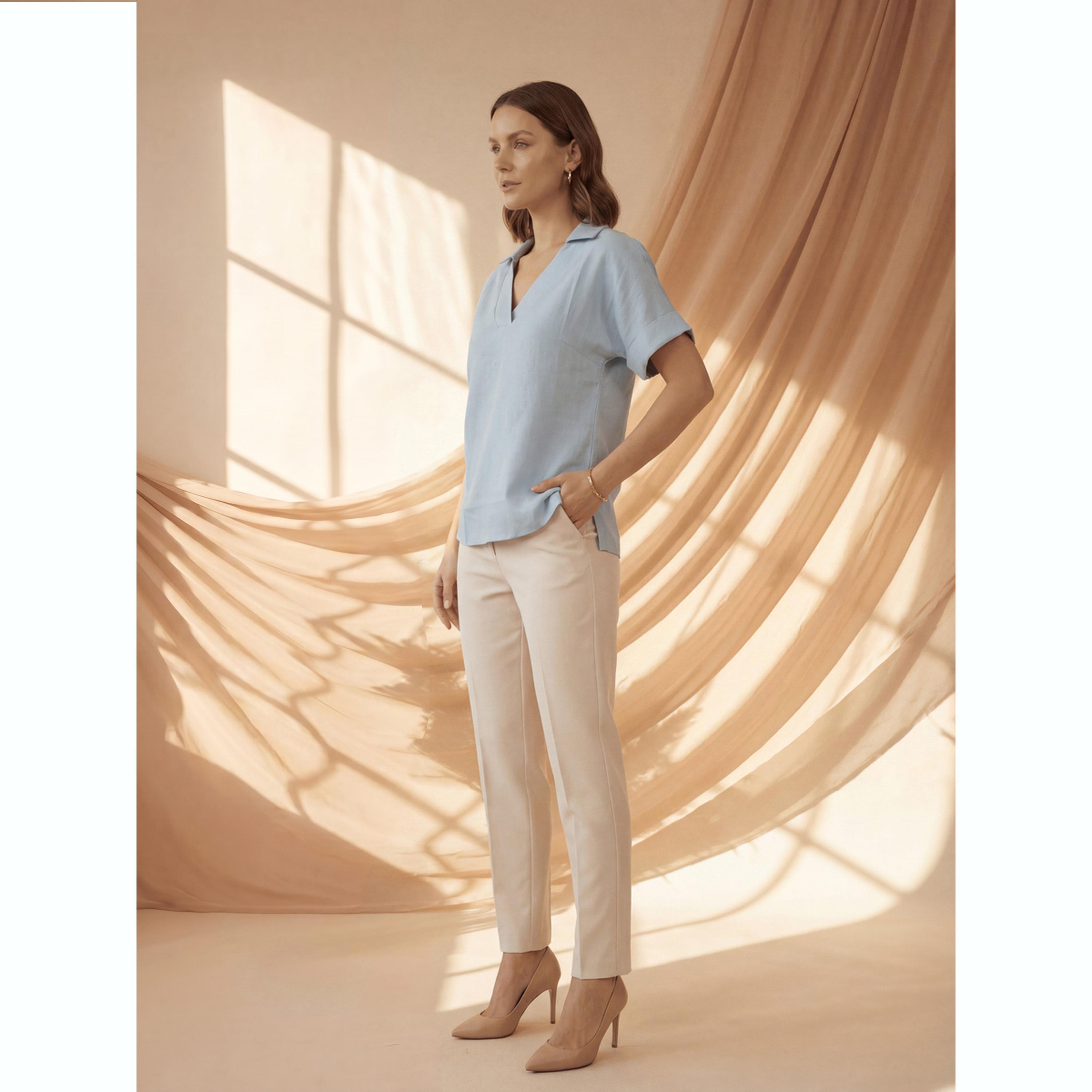 Mish X Styli Blue Relaxed Fit Open Collar Top-women-clothing-shirtsandblouses-blouses-image-4
