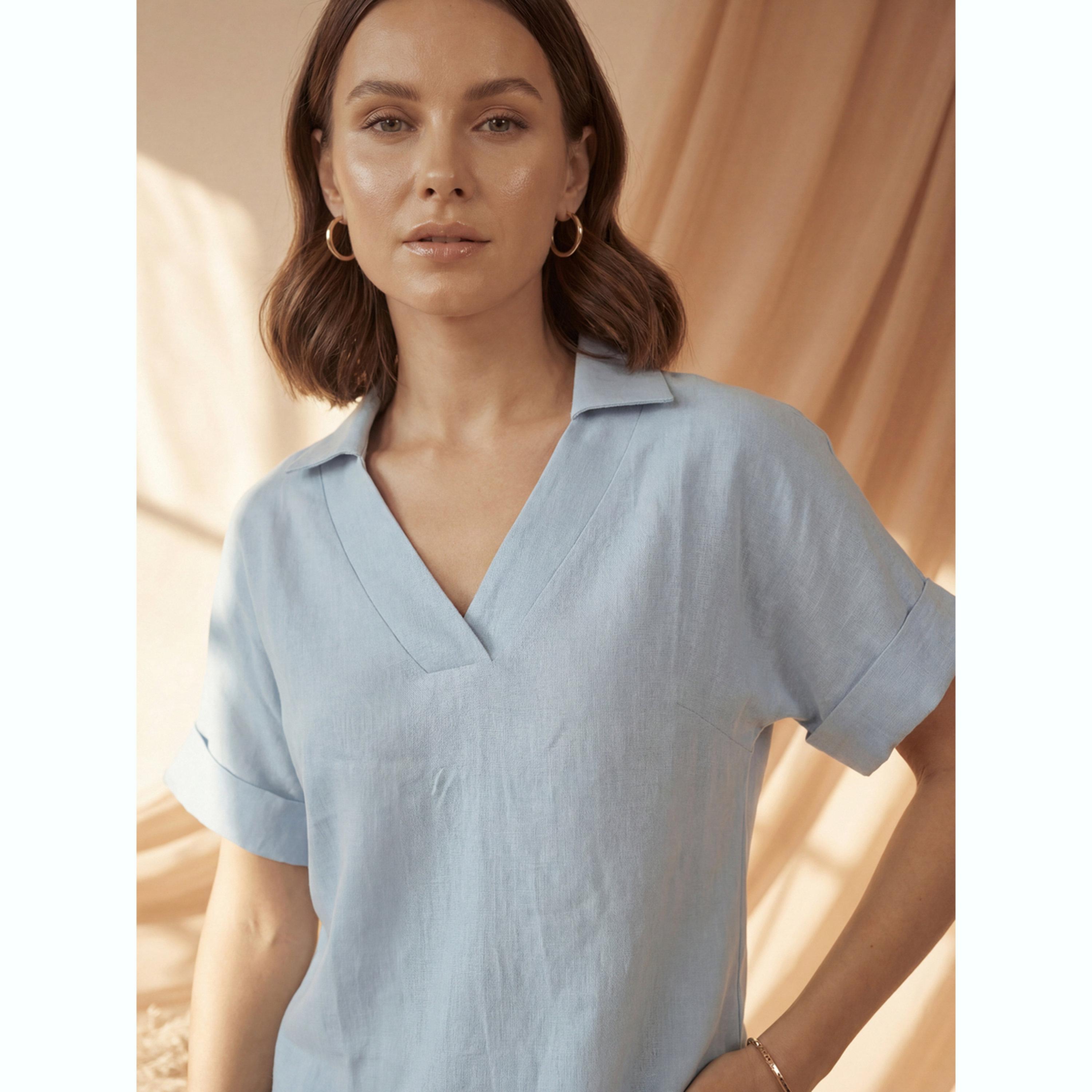 Mish X Styli Blue Relaxed Fit Open Collar Top-women-clothing-shirtsandblouses-blouses-image-6