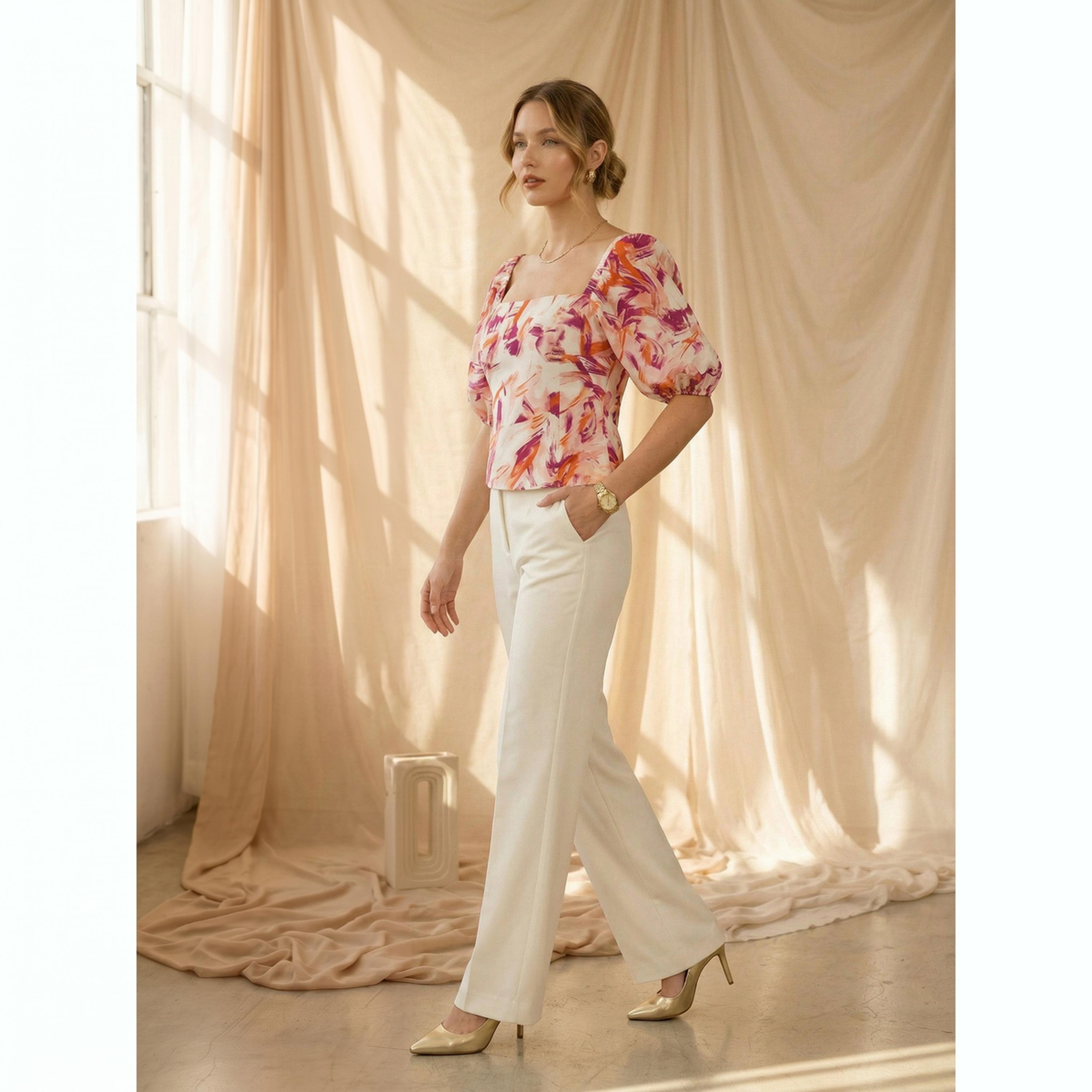 Mish X Styli White Square Neck Printed Top-women-clothing-shirtsandblouses-blouses-image-4