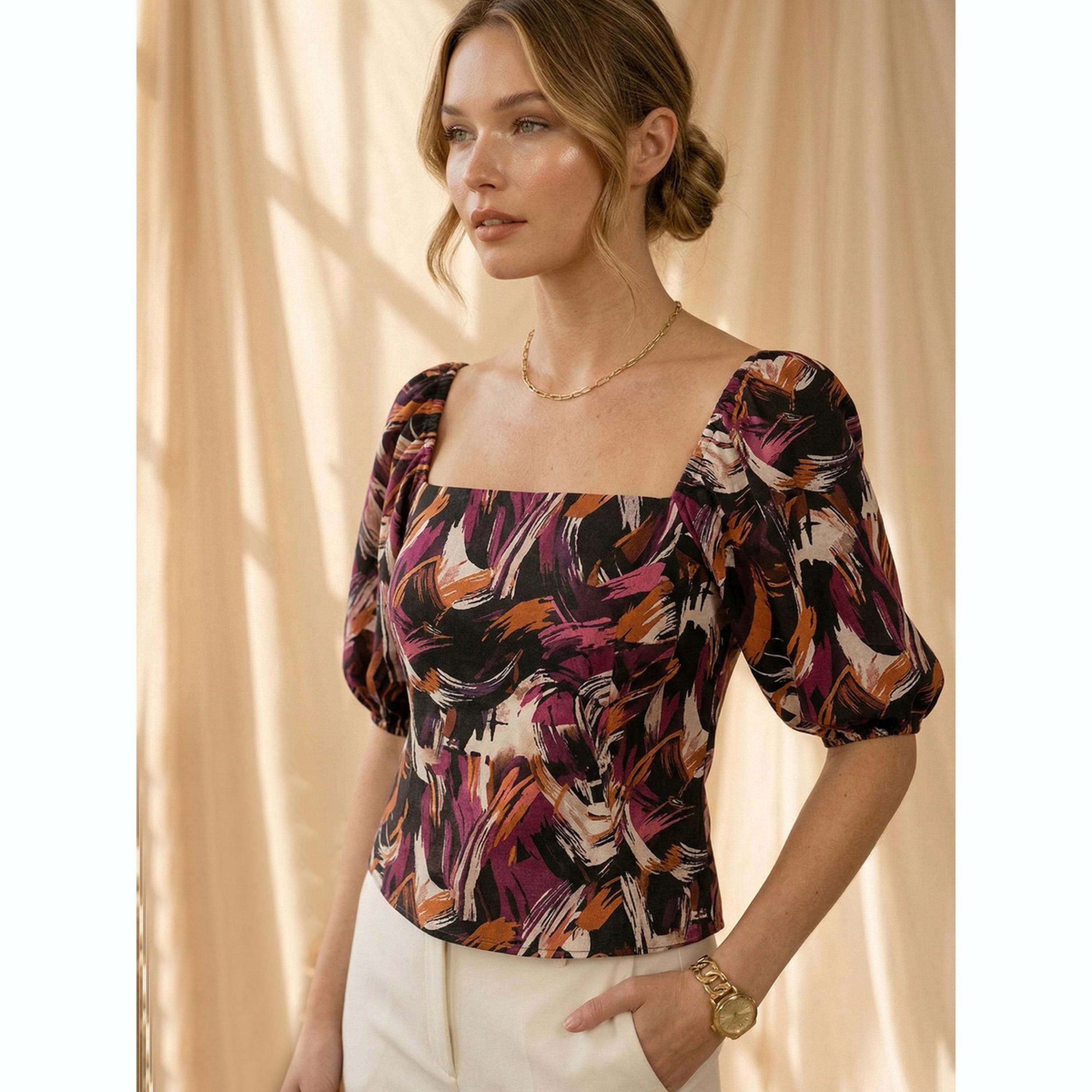 Mish X Styli Black Square Neck Printed Top-women-clothing-shirtsandblouses-blouses-image-6