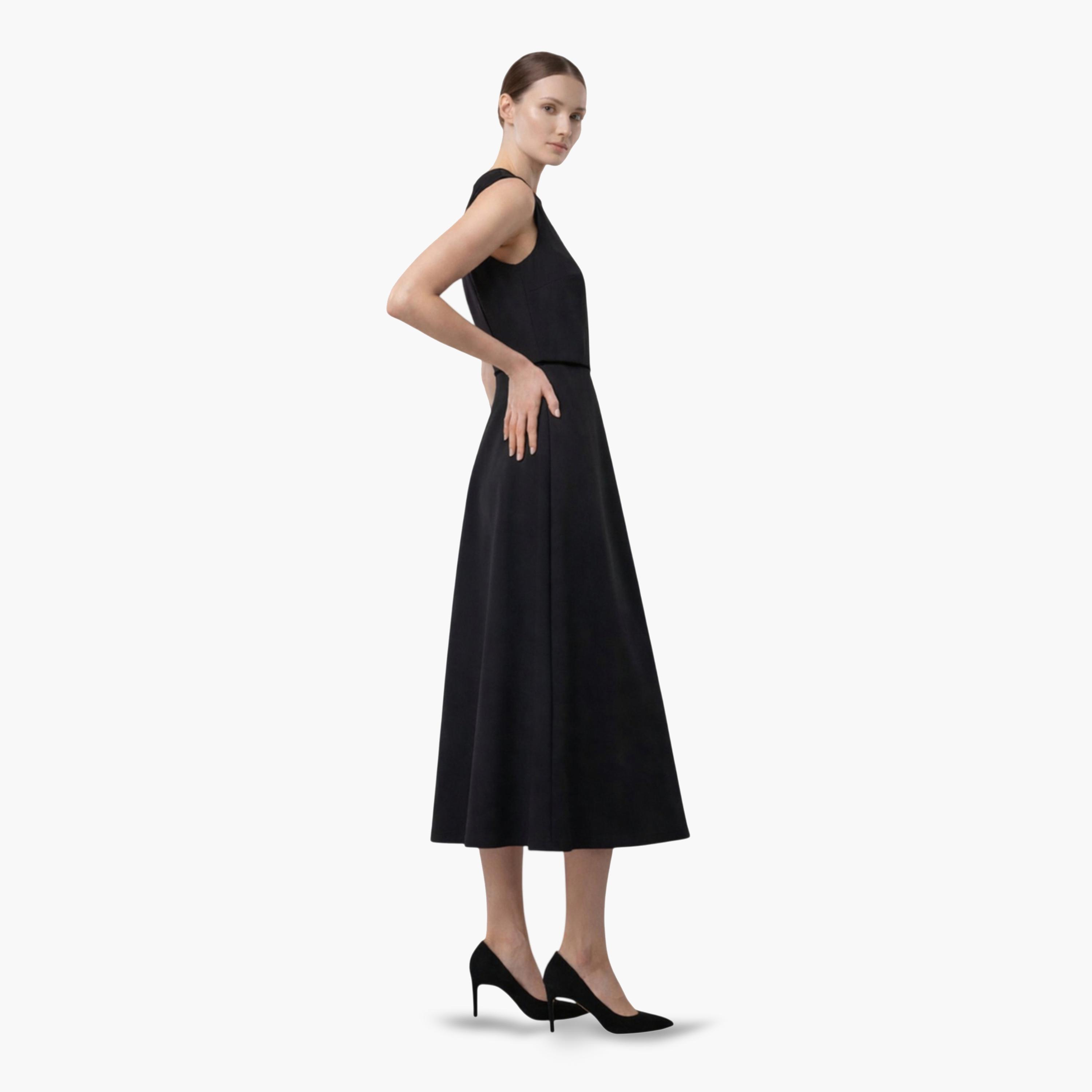 فستان ميدي واسع بدون أكمام باللون الأسود-women-clothing-dresses-image-4
