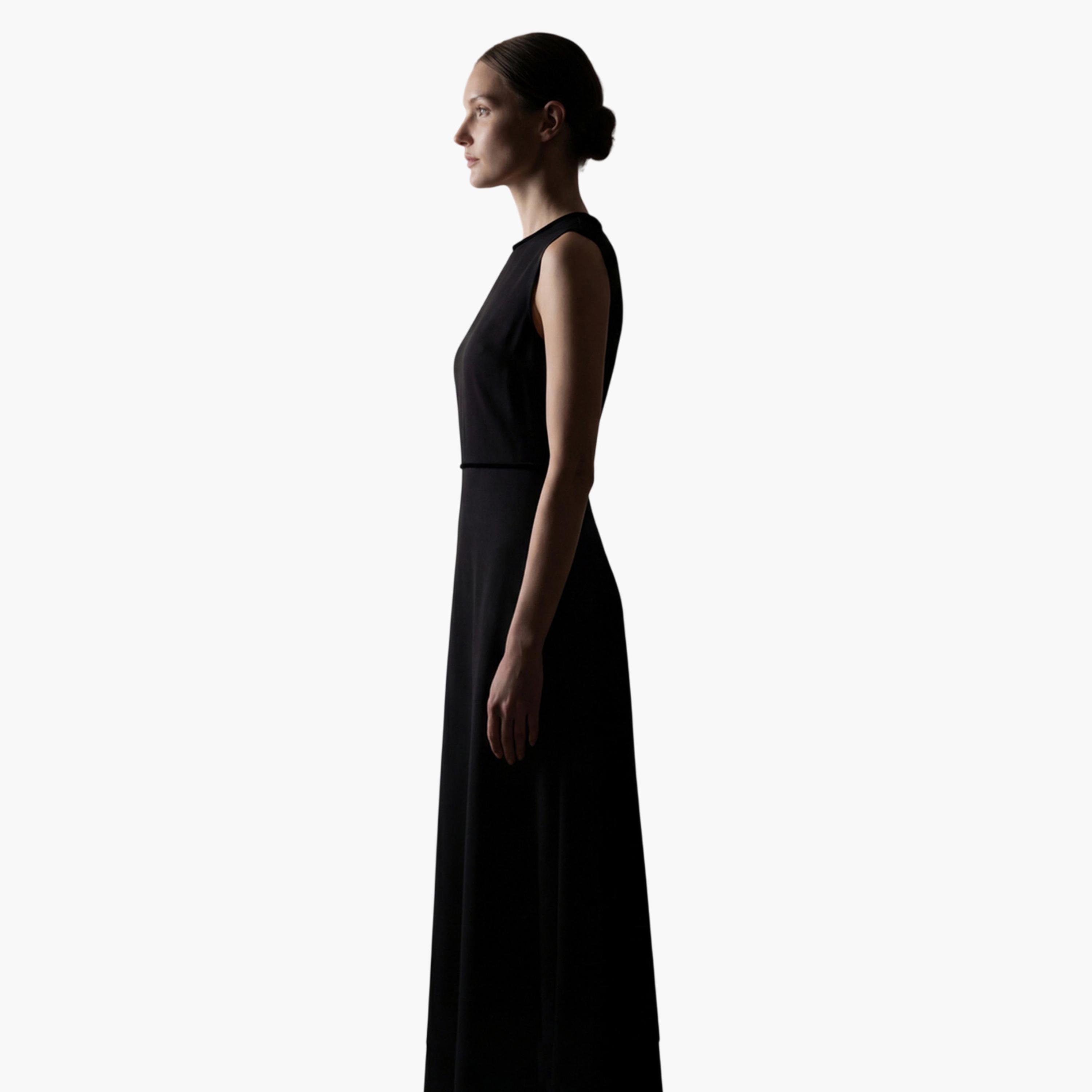 فستان ميدي واسع بدون أكمام باللون الأسود-women-clothing-dresses-image-5