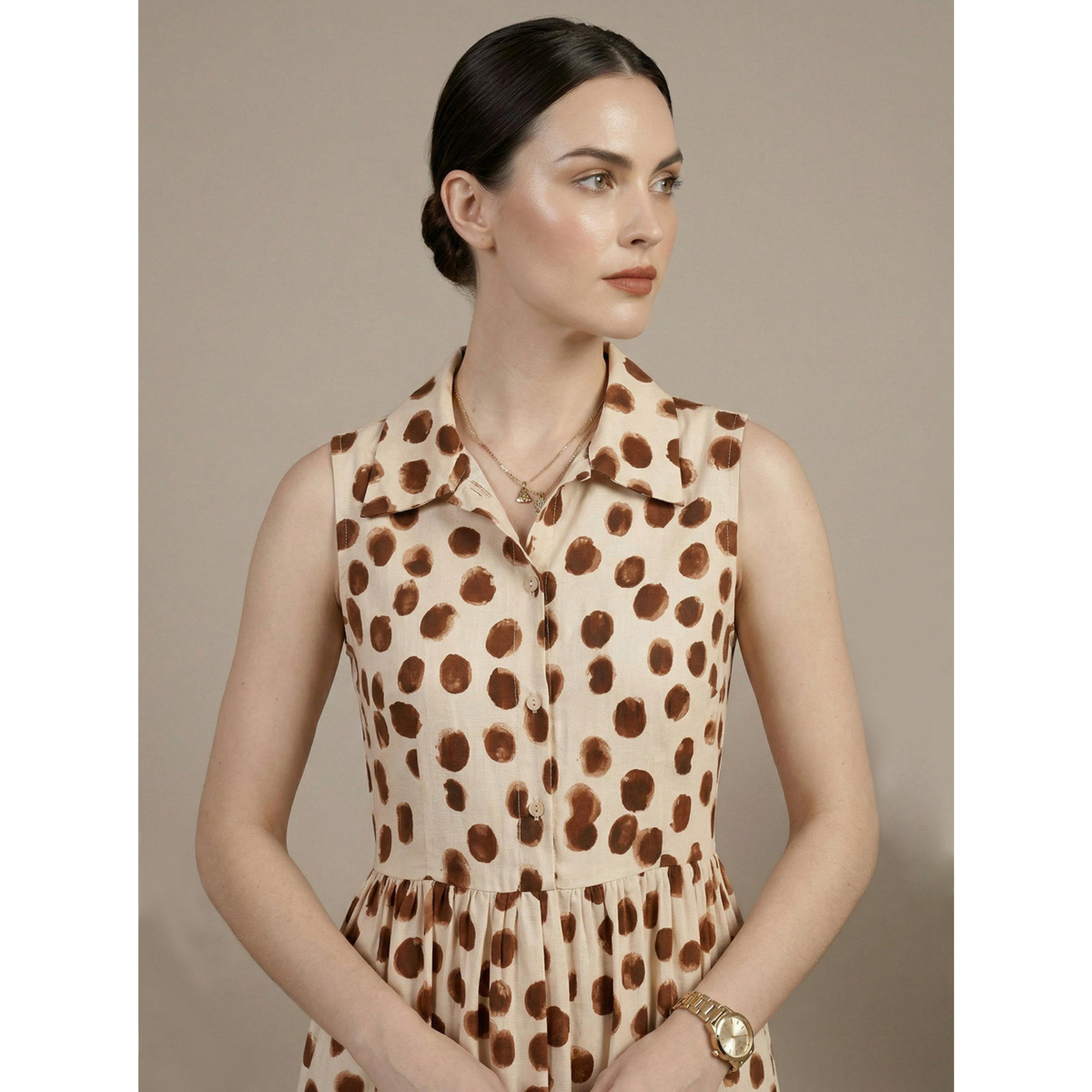 فستان ميدي بدون أكمام بنمط نقاط البولكا باللون الكريمتي-women-clothing-dresses-image-2