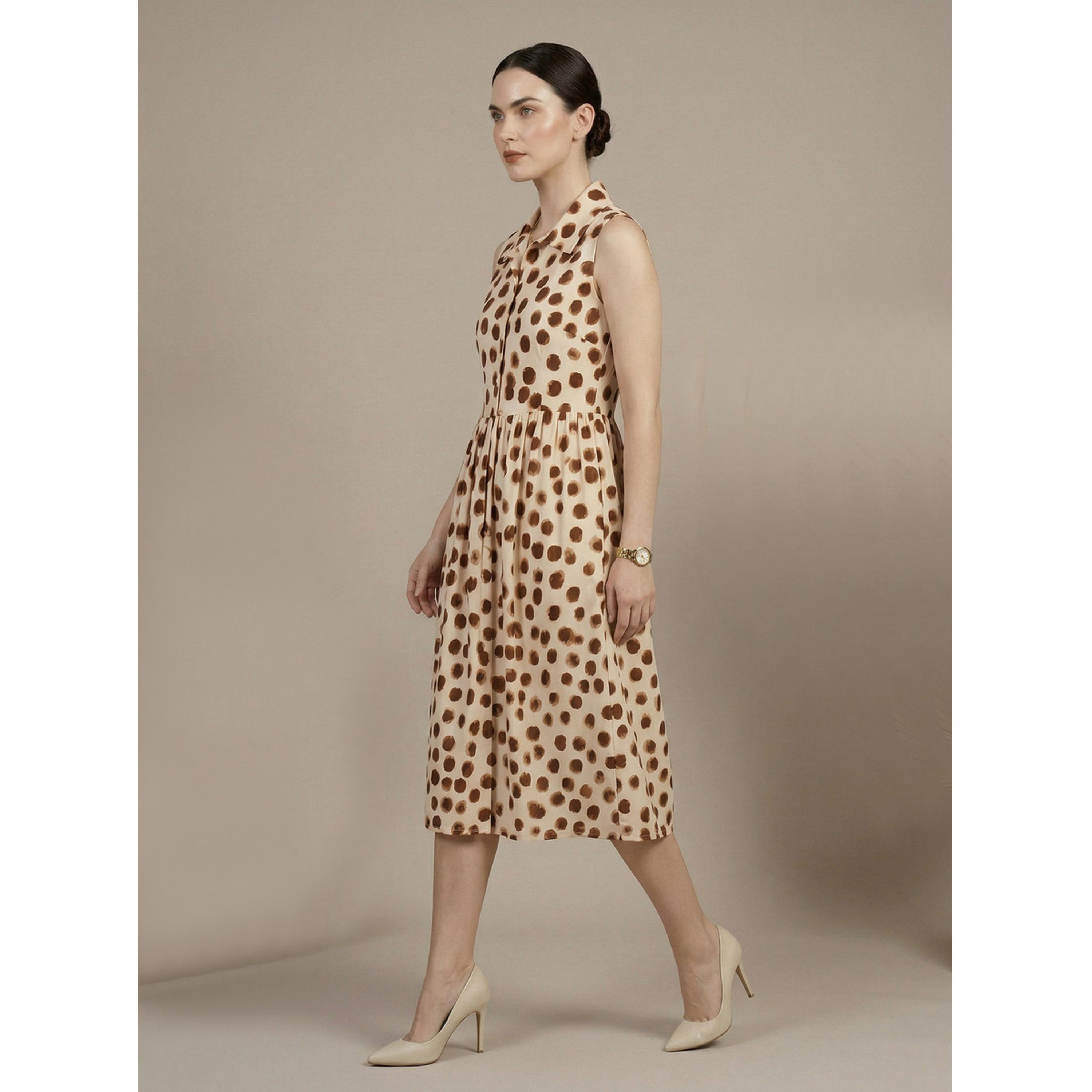 فستان ميدي بدون أكمام بنمط نقاط البولكا باللون الكريمتي-women-clothing-dresses-image-4