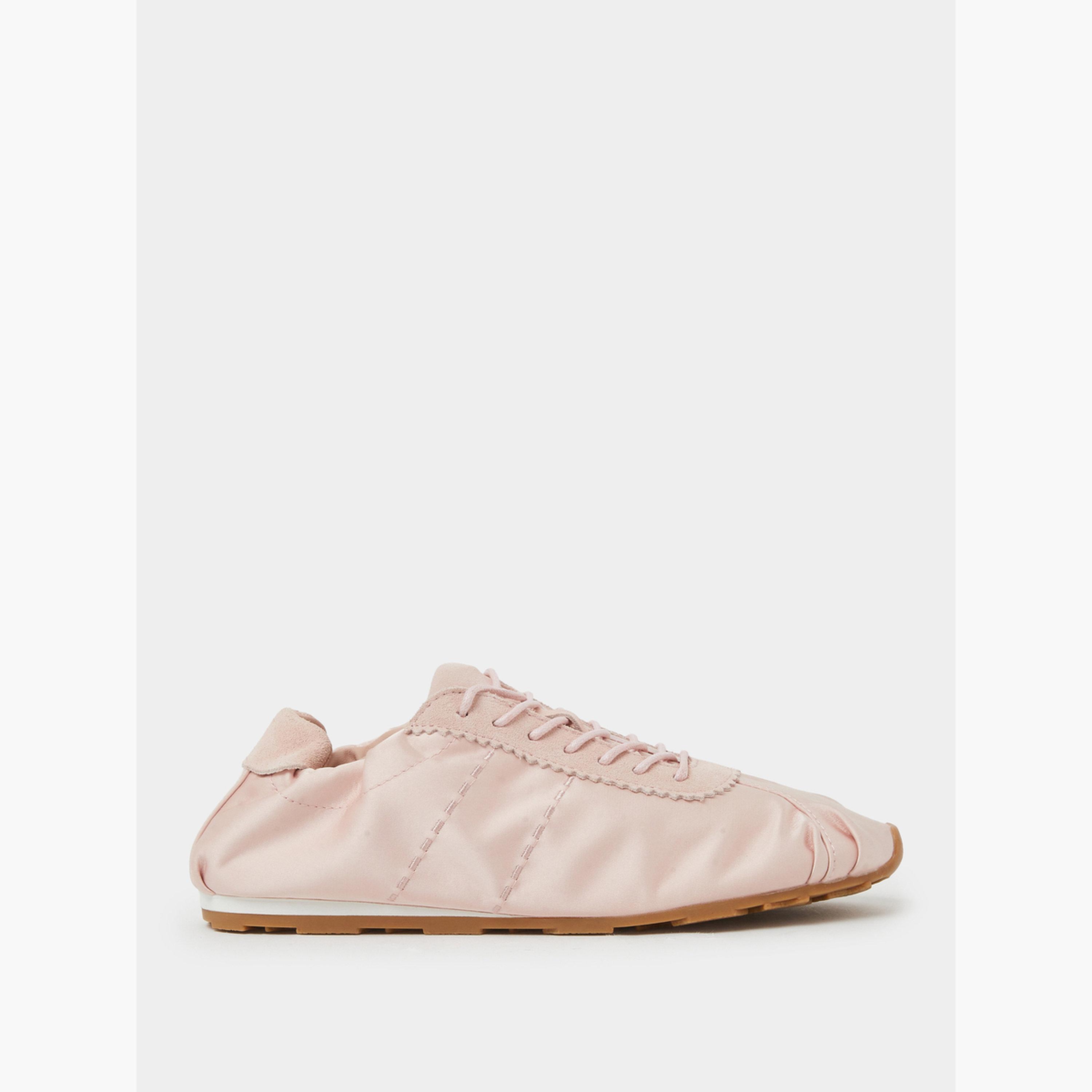 Styli Pink Plain Satin Fitted Cuff Sneakers-women-shoes-sneakers-image-2