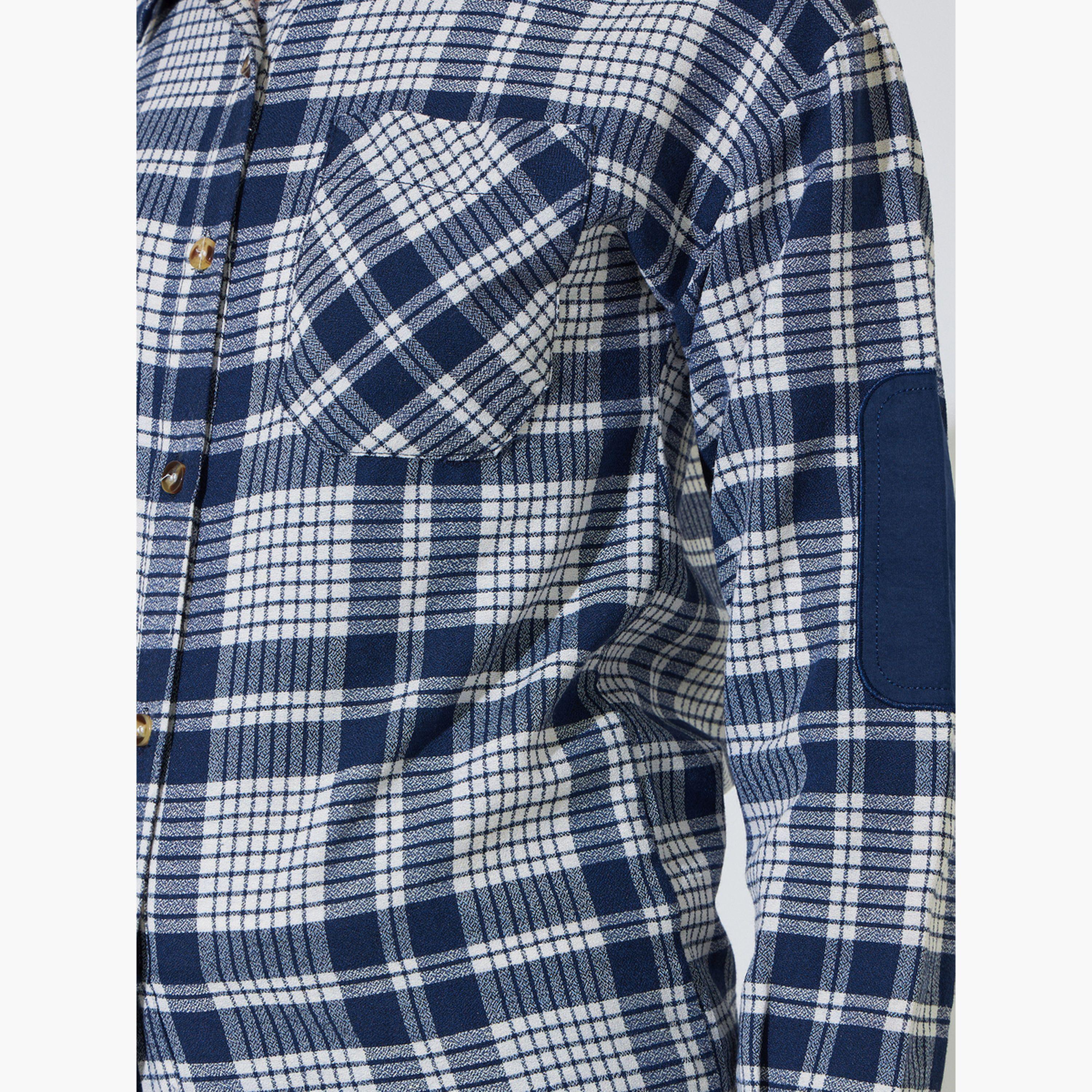 قميص بأكمام طويلة بنقشة مربعات-women-clothing-shirtsandblouses-shirts-image-6