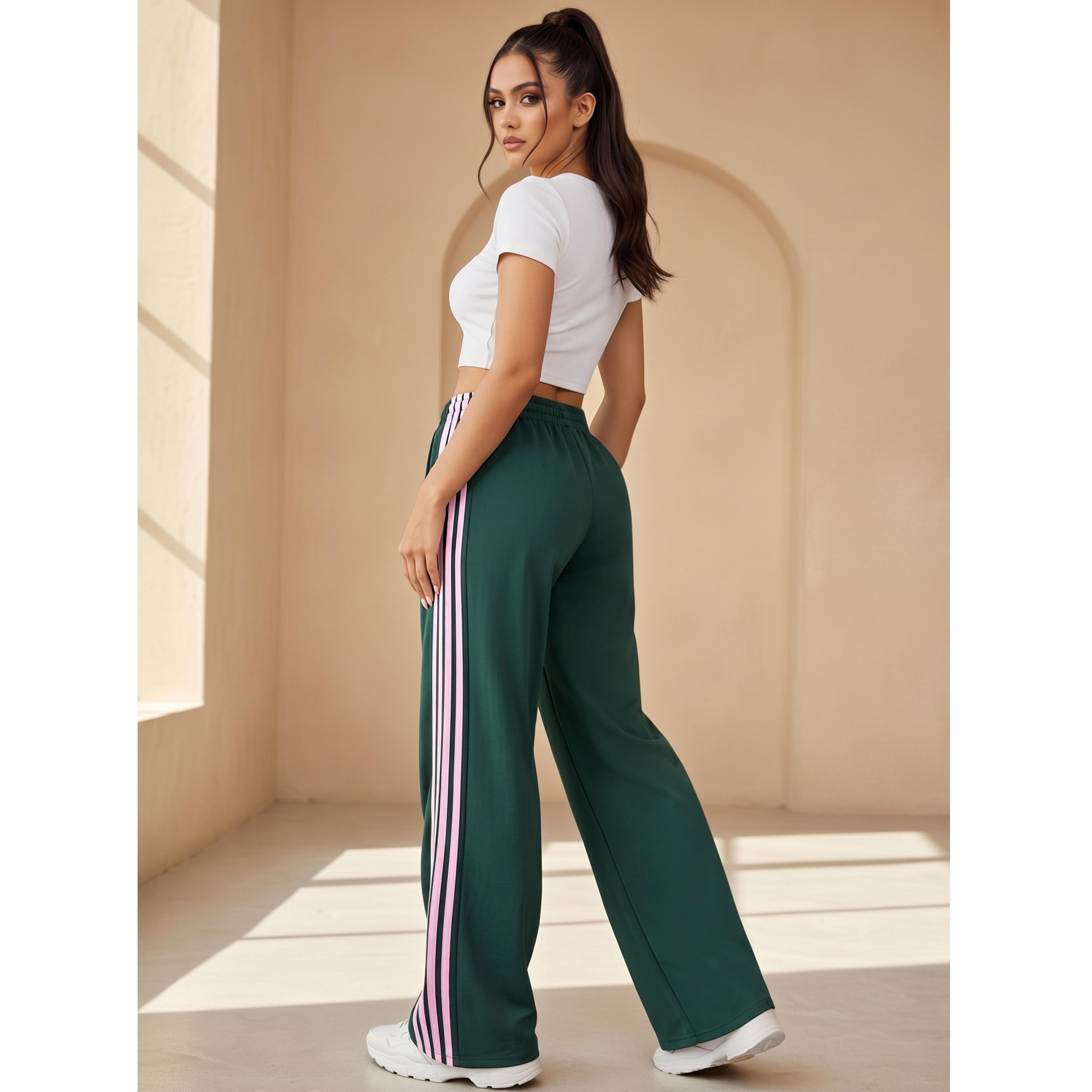 جوغر مخطط وطبعة فيونكة أخضر-women-clothing-joggers-image-2