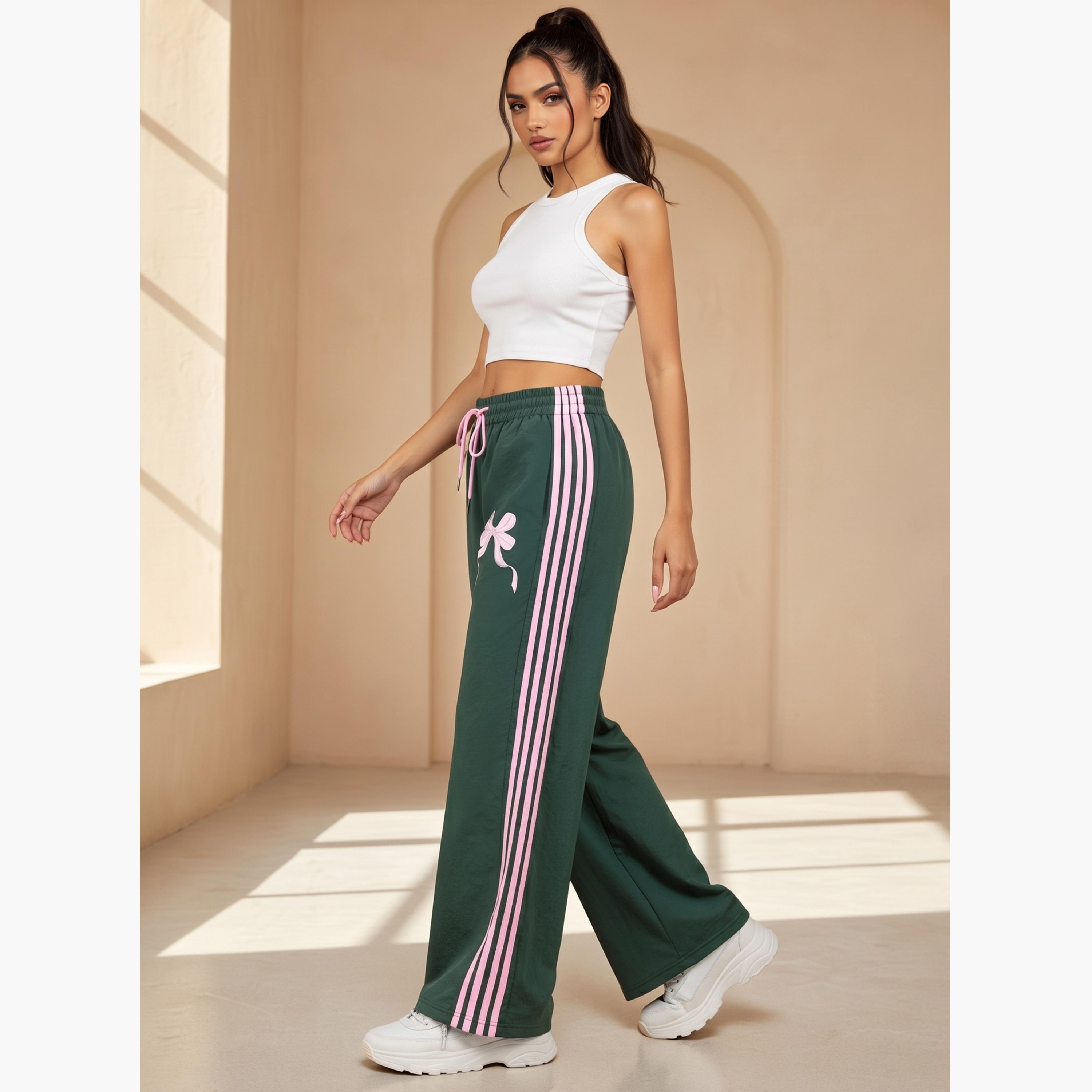 جوغر مخطط وطبعة فيونكة أخضر-women-clothing-joggers-image-4