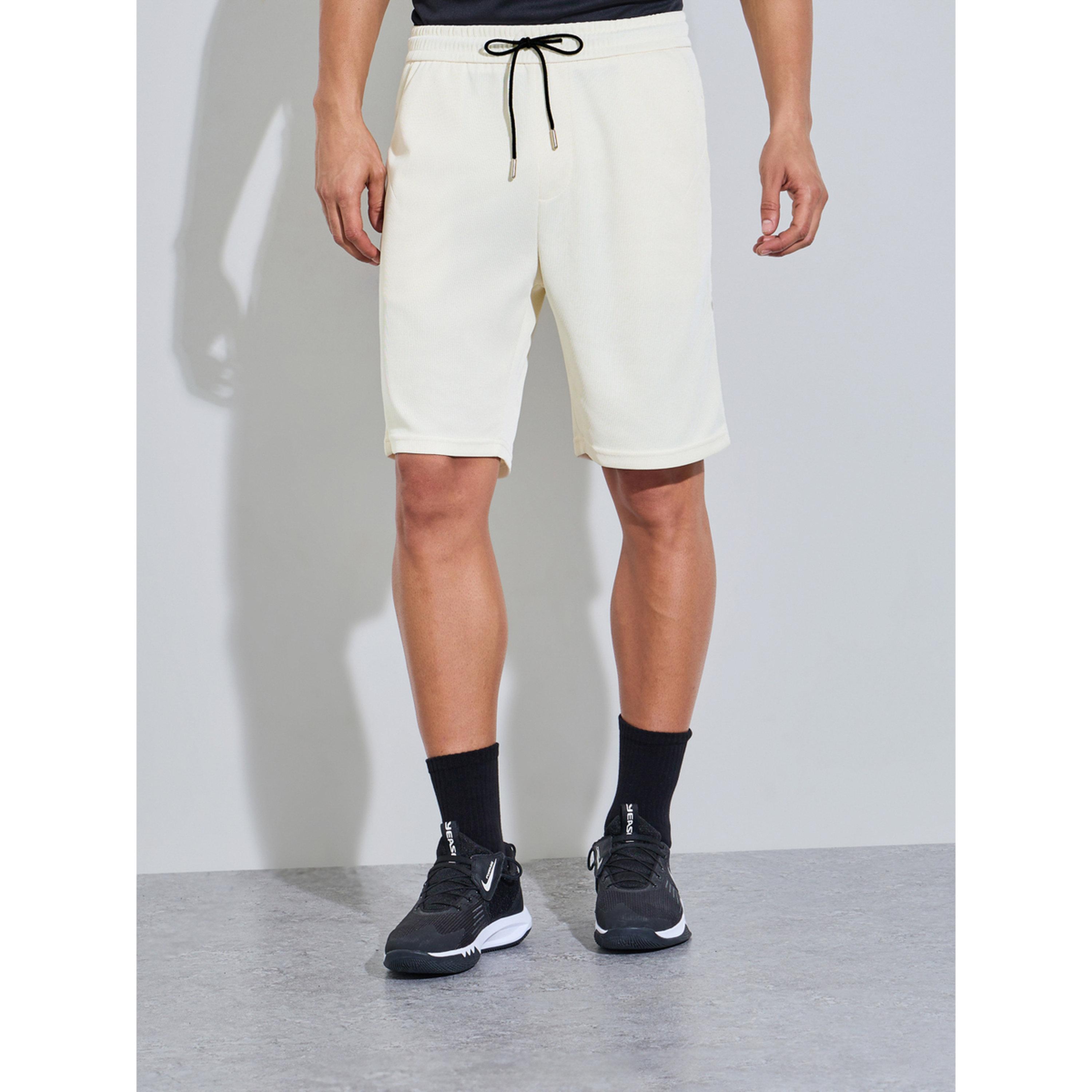 Styli Men Cream Training Shorts with Side Pocket-men-clothing-sportswearandactivewear-bottoms-image-1
