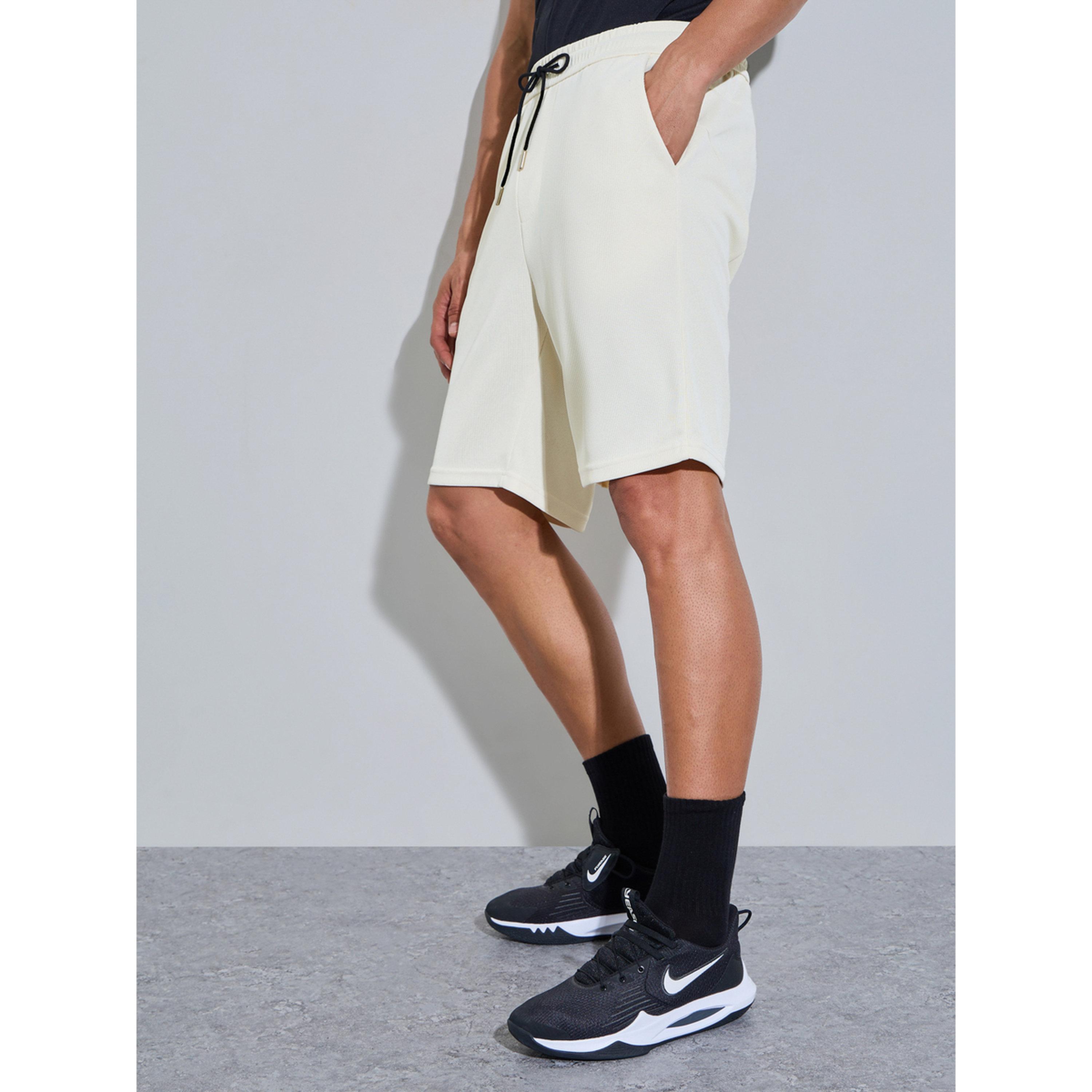 Styli Men Cream Training Shorts with Side Pocket-men-clothing-sportswearandactivewear-bottoms-image-3