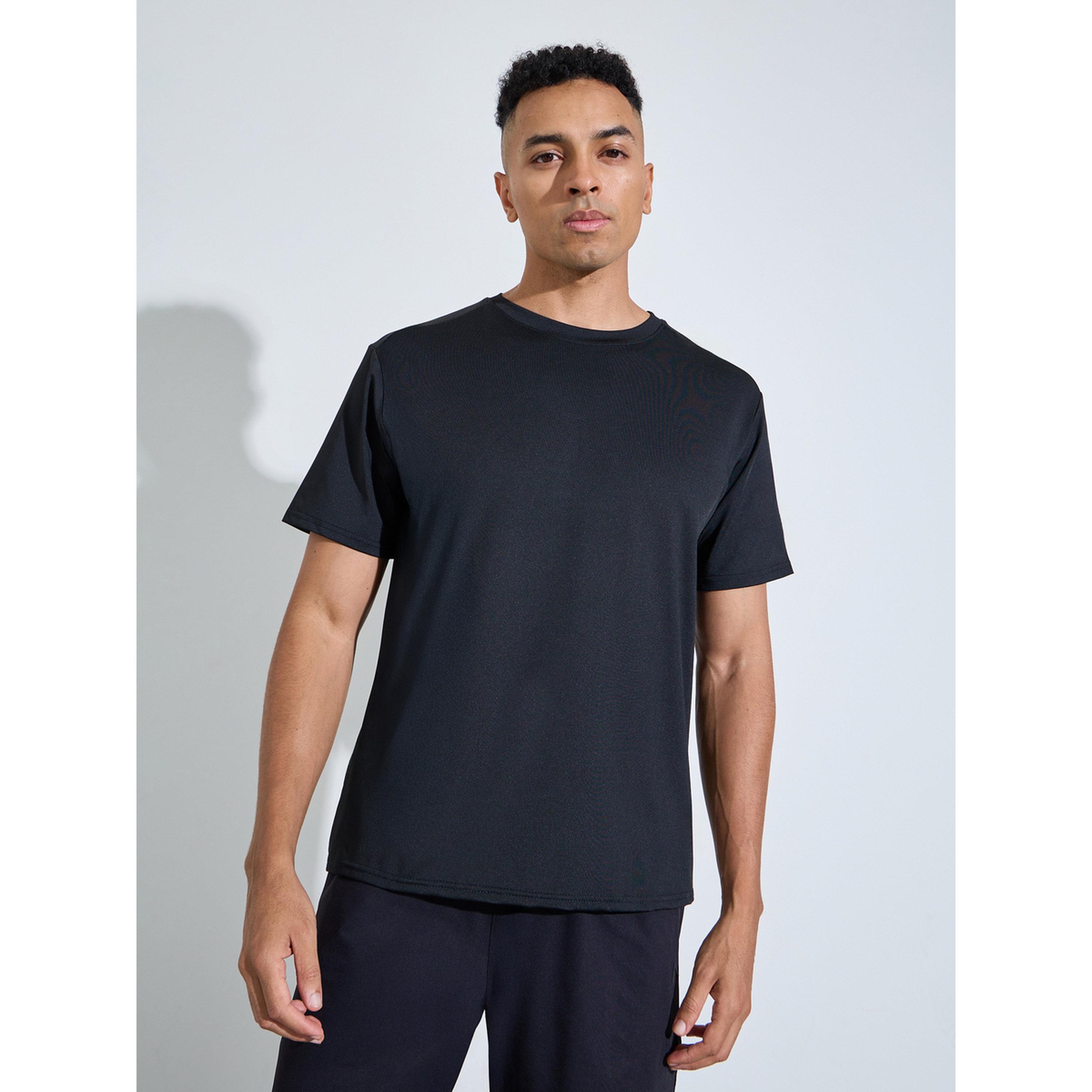 Styli Men Black Solid Regular Fit Activewear T-Shirt-men-clothing-sportswearandactivewear-tshirtsandpolos-image-1