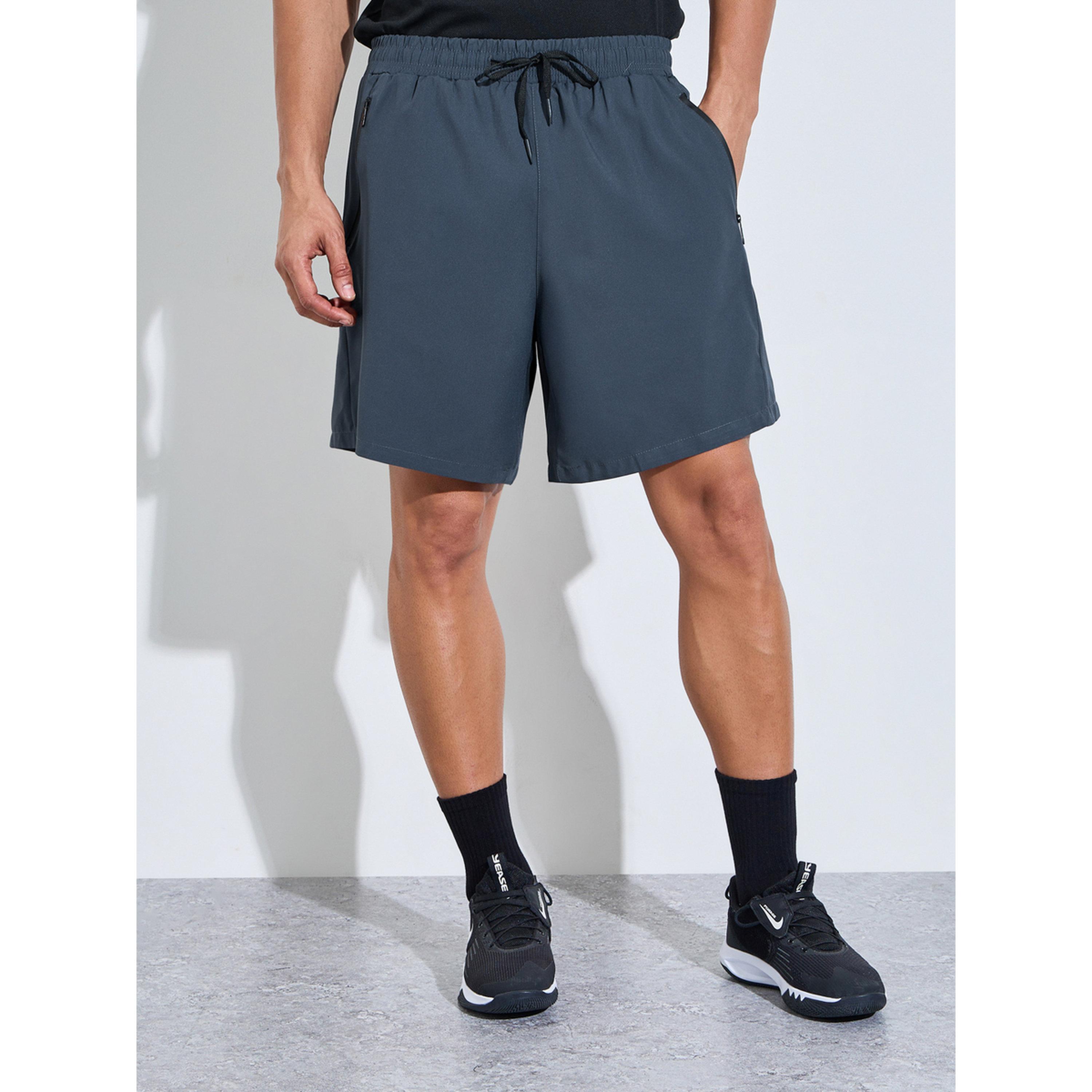 Styli Men Charcoal Paneled Zipper Pocket Active Shorts-men-clothing-sportswearandactivewear-bottoms-image-1