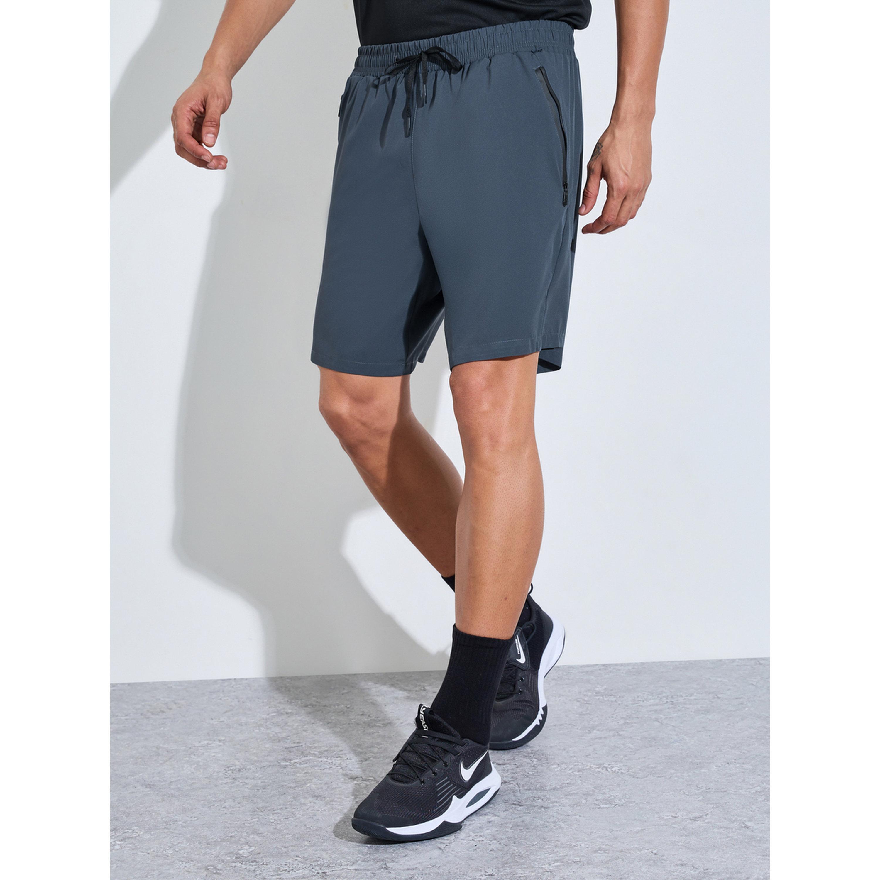 Styli Men Charcoal Paneled Zipper Pocket Active Shorts-men-clothing-sportswearandactivewear-bottoms-image-3