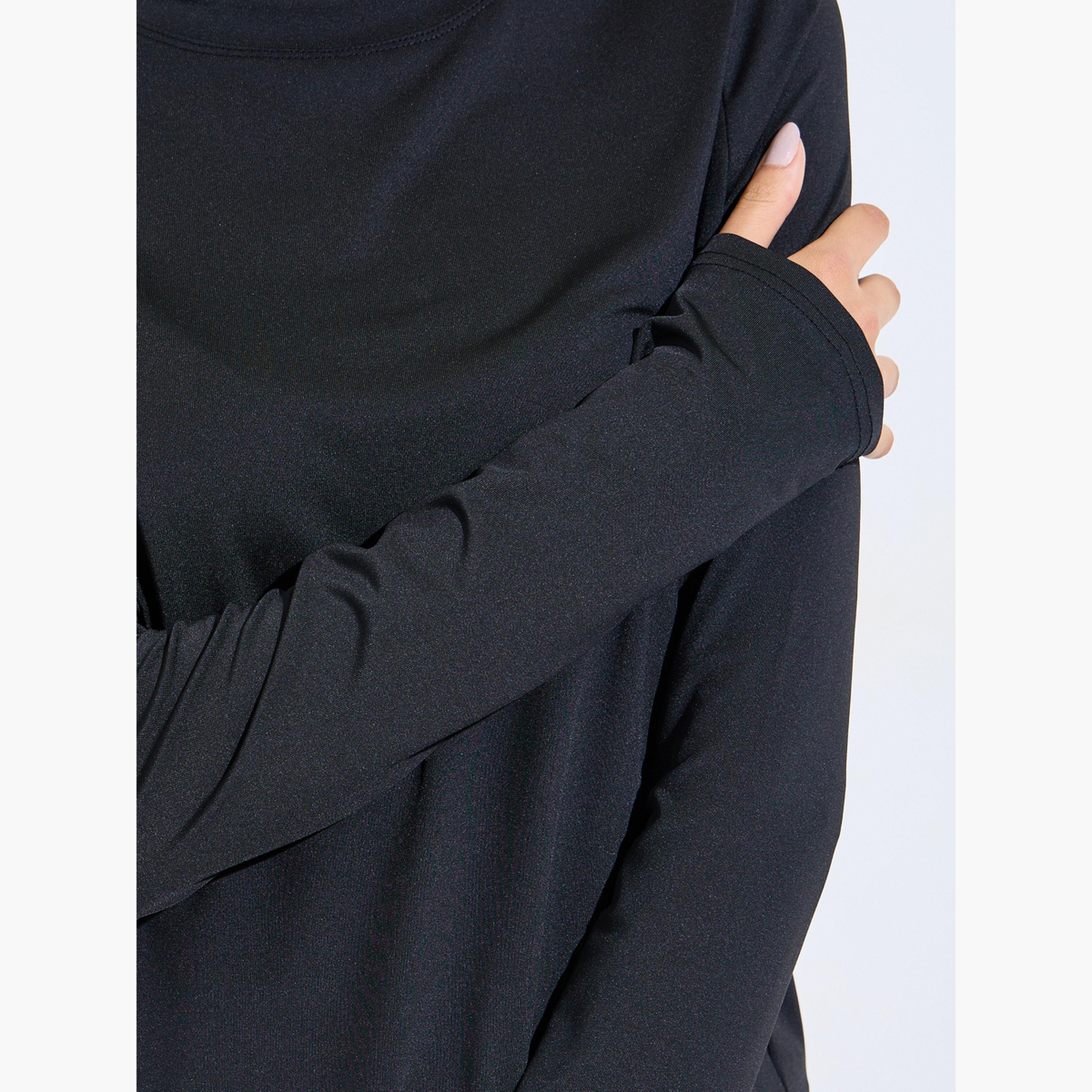 ستايلي - طقم أسود فضفاض مكون من بلوزة وبنطال مستقيم مع فتحة للإبهام-sports-women-clothing-trackpantsandtracksuits-image-5