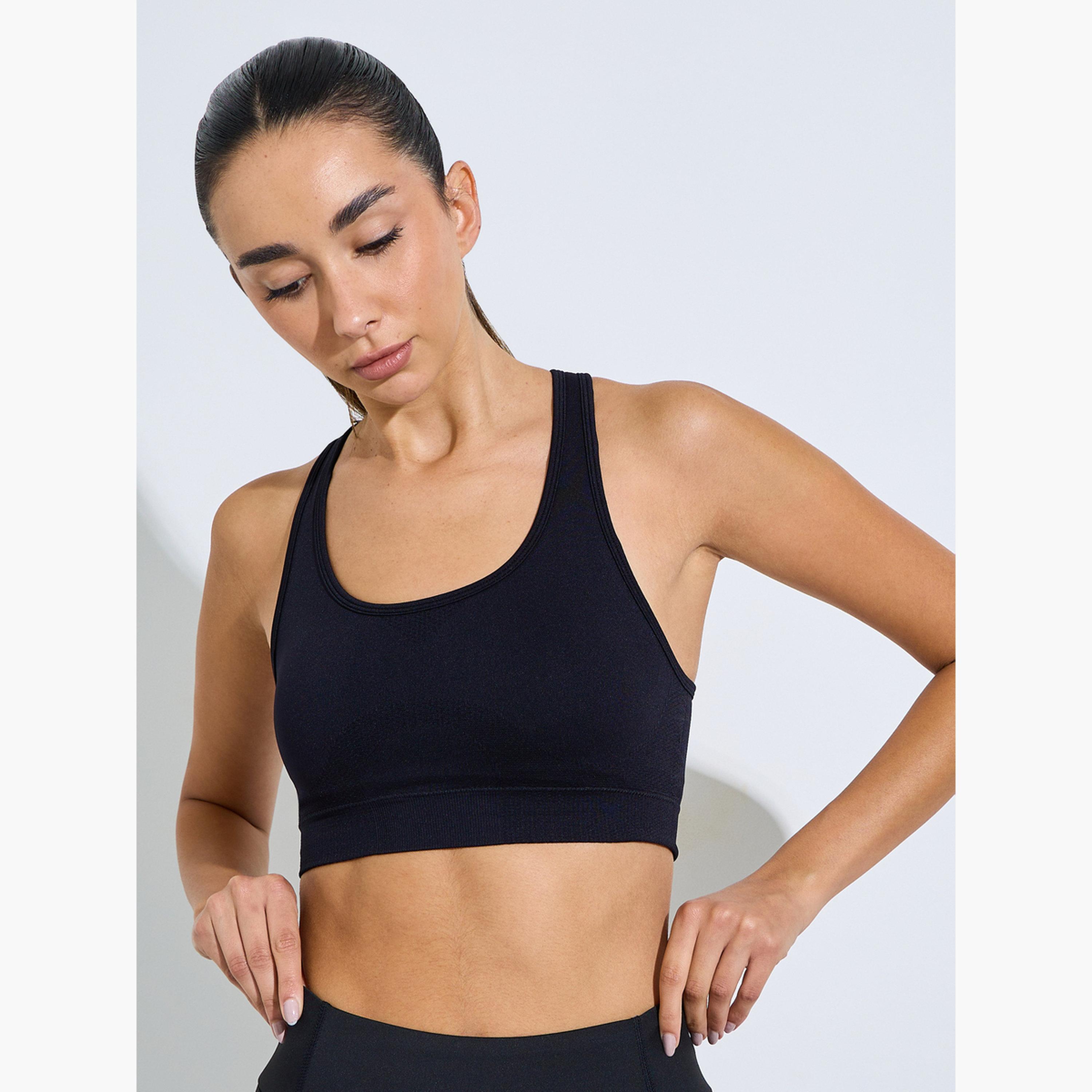 Styli Black Seamless Racerback Sports Bra-women-clothing-sportswearandactivewear-sportsbras-image-1