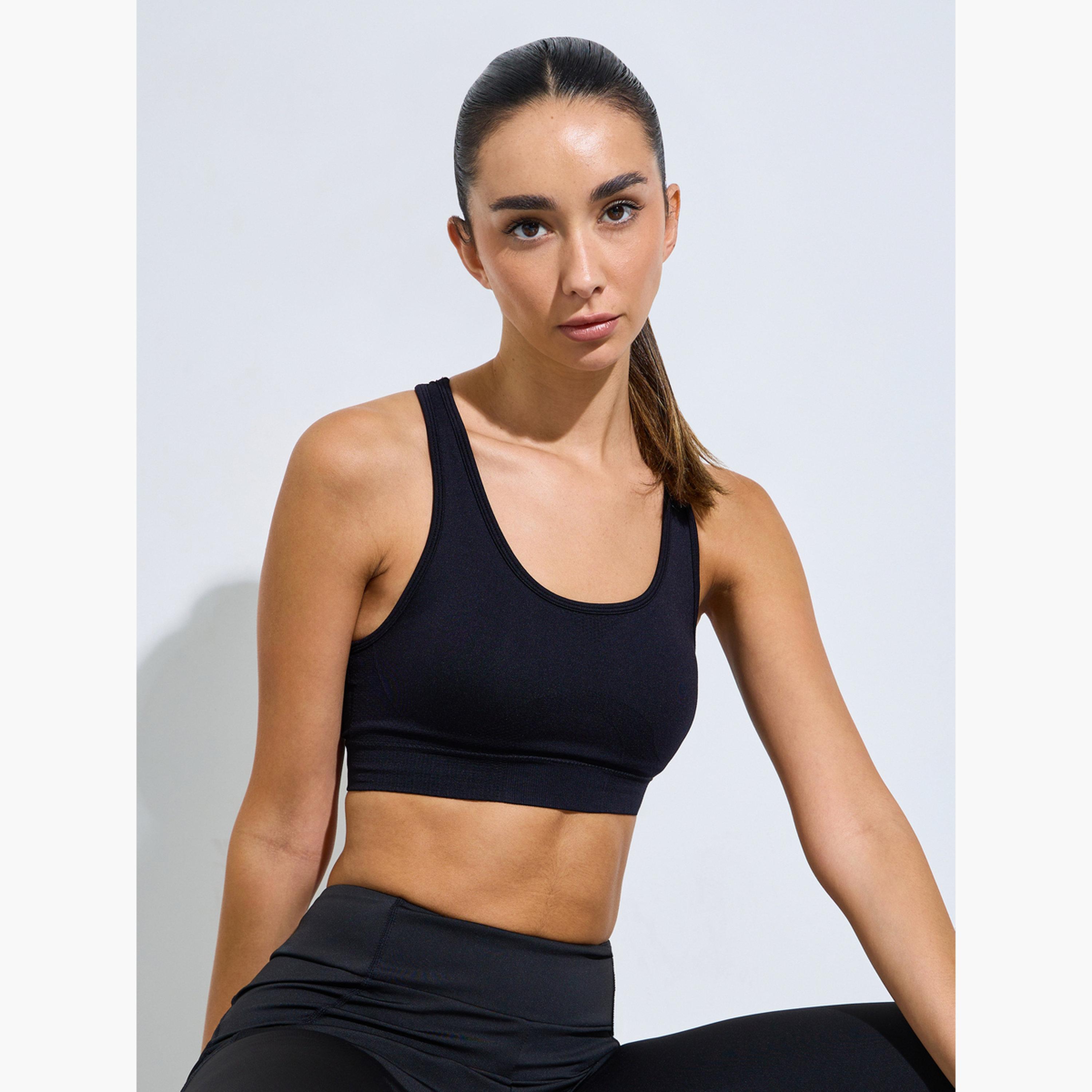 Styli Black Seamless Racerback Sports Bra-women-clothing-sportswearandactivewear-sportsbras-image-3