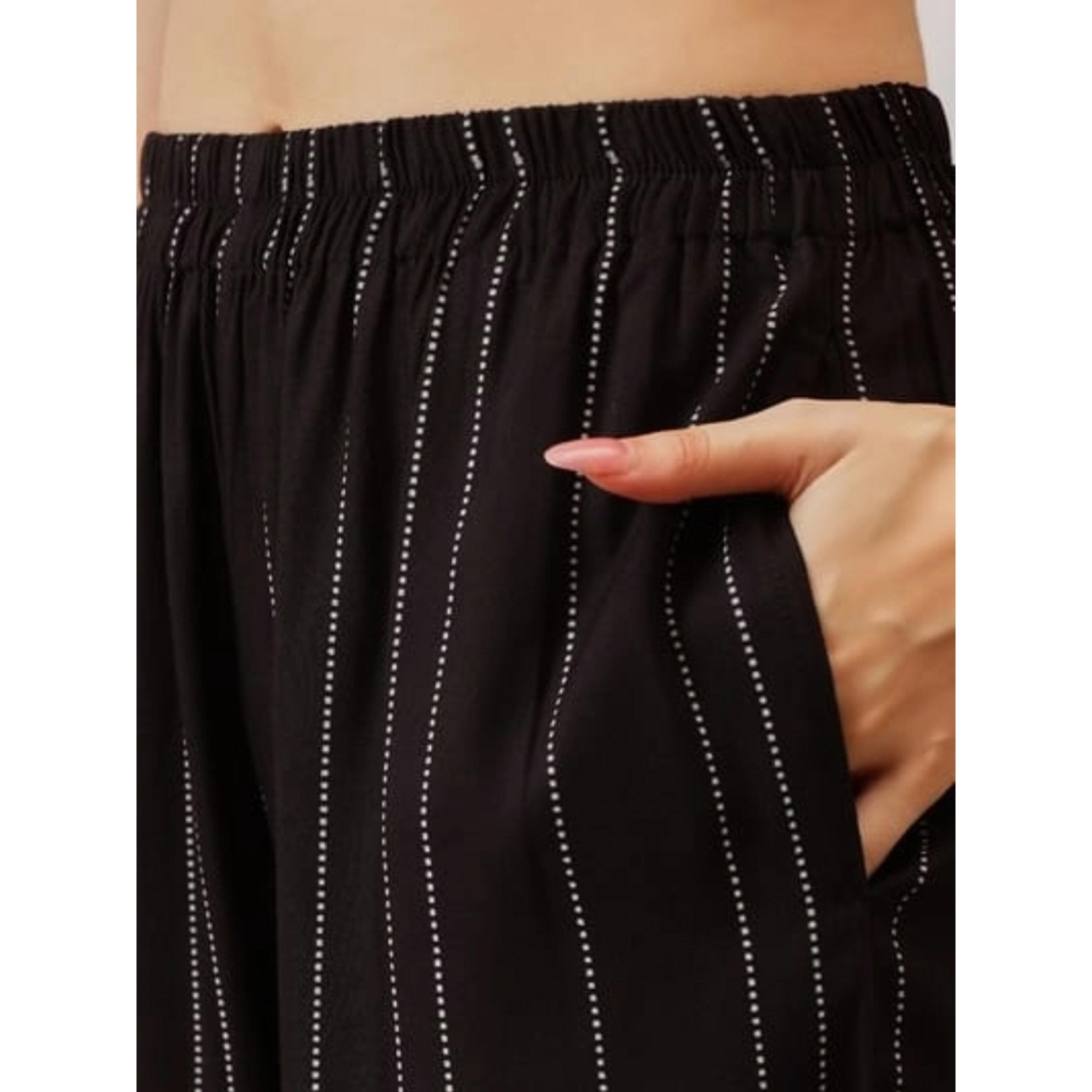 طقم بيجاما من بنطال وبلوزة مخطط باللون الأسود-women-clothing-nightwear-pyjamas-longsets-image-6
