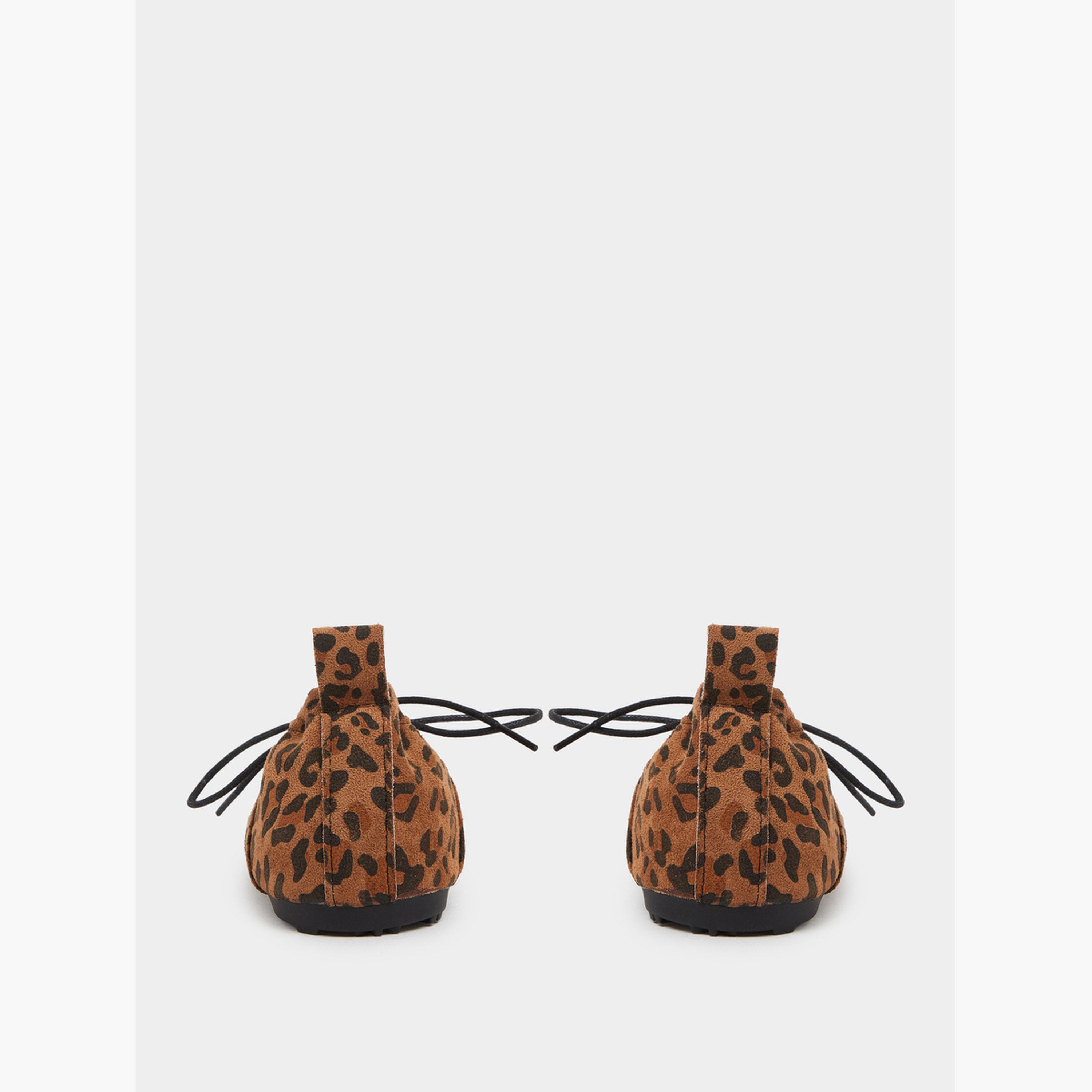 ستايلي - حذاء كاجوال بنقشة جلد النمر البني-women-shoes-ballerinas-image-5