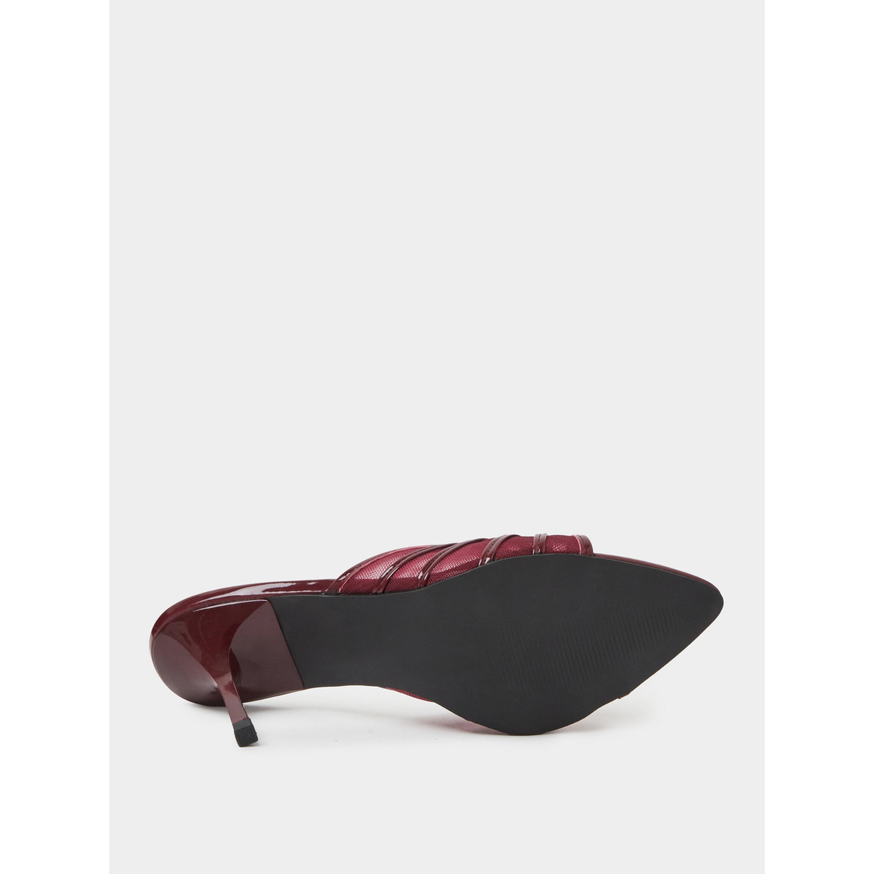 Styli Burgundy Mesh High Heel Mules-women-shoes-sandals-heeled-image-7