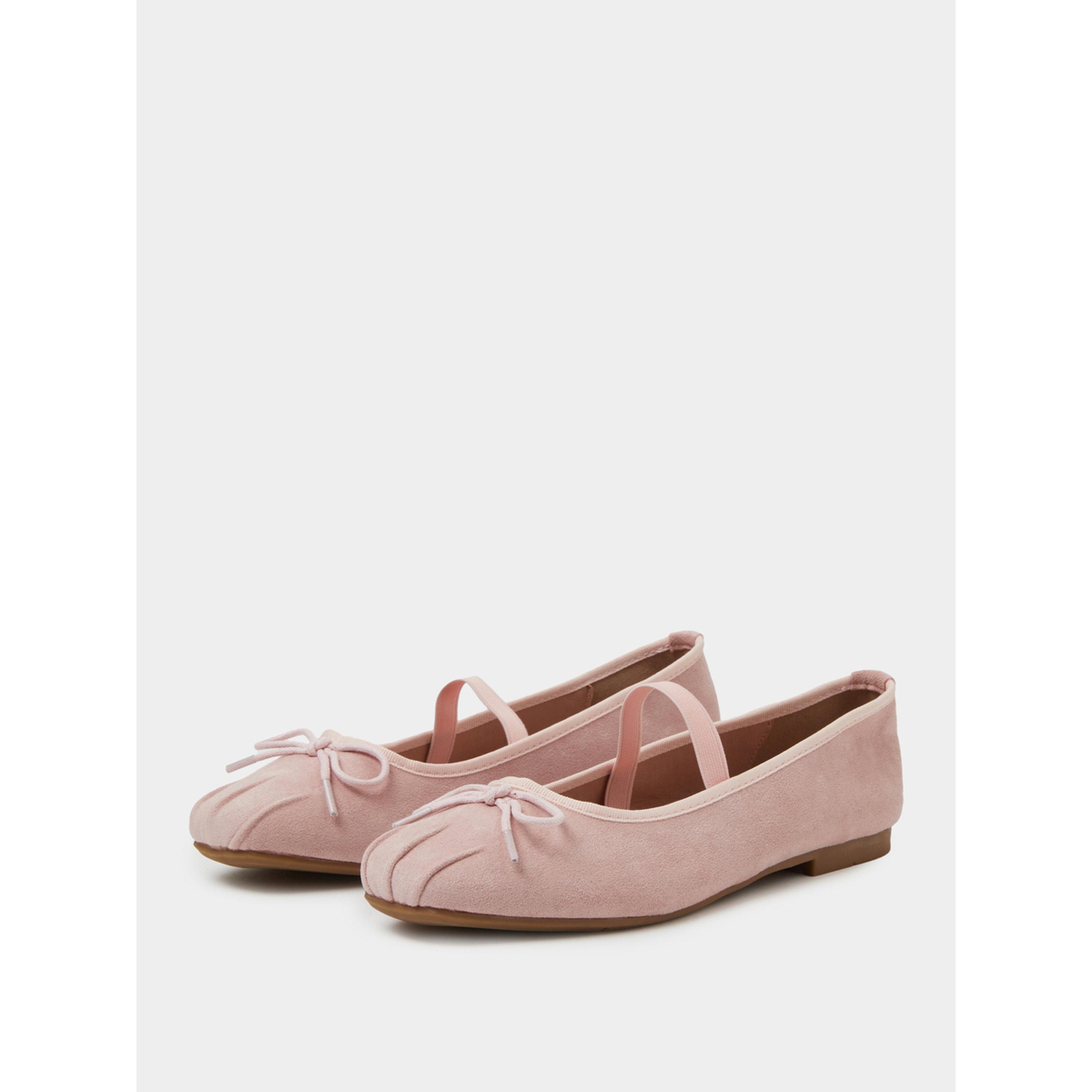 حذاء باليرينا سويد بتفاصيل فيونكة باللون الوردي-women-shoes-flats-ballerinas-image-1