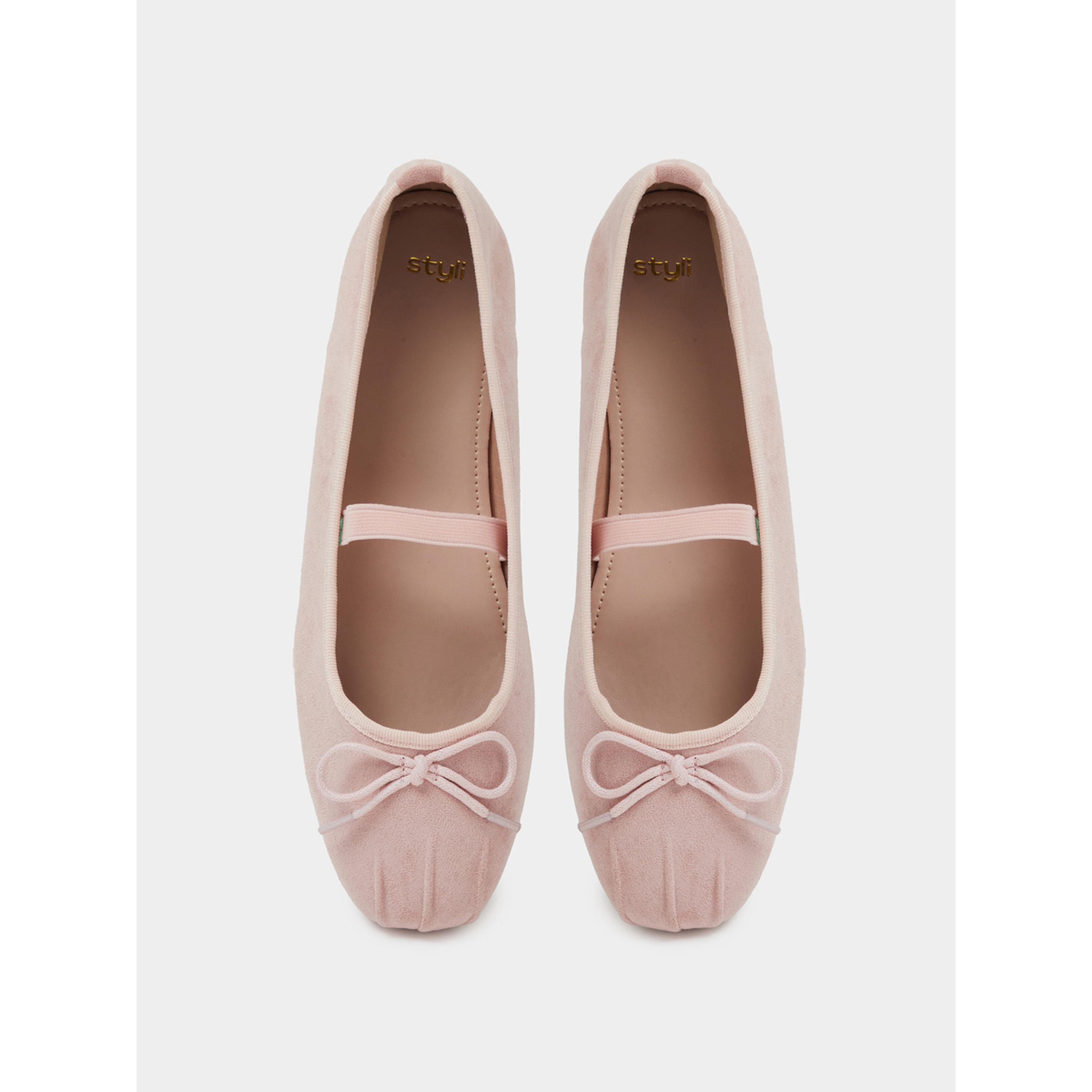 حذاء باليرينا سويد بتفاصيل فيونكة باللون الوردي-women-shoes-flats-ballerinas-image-4