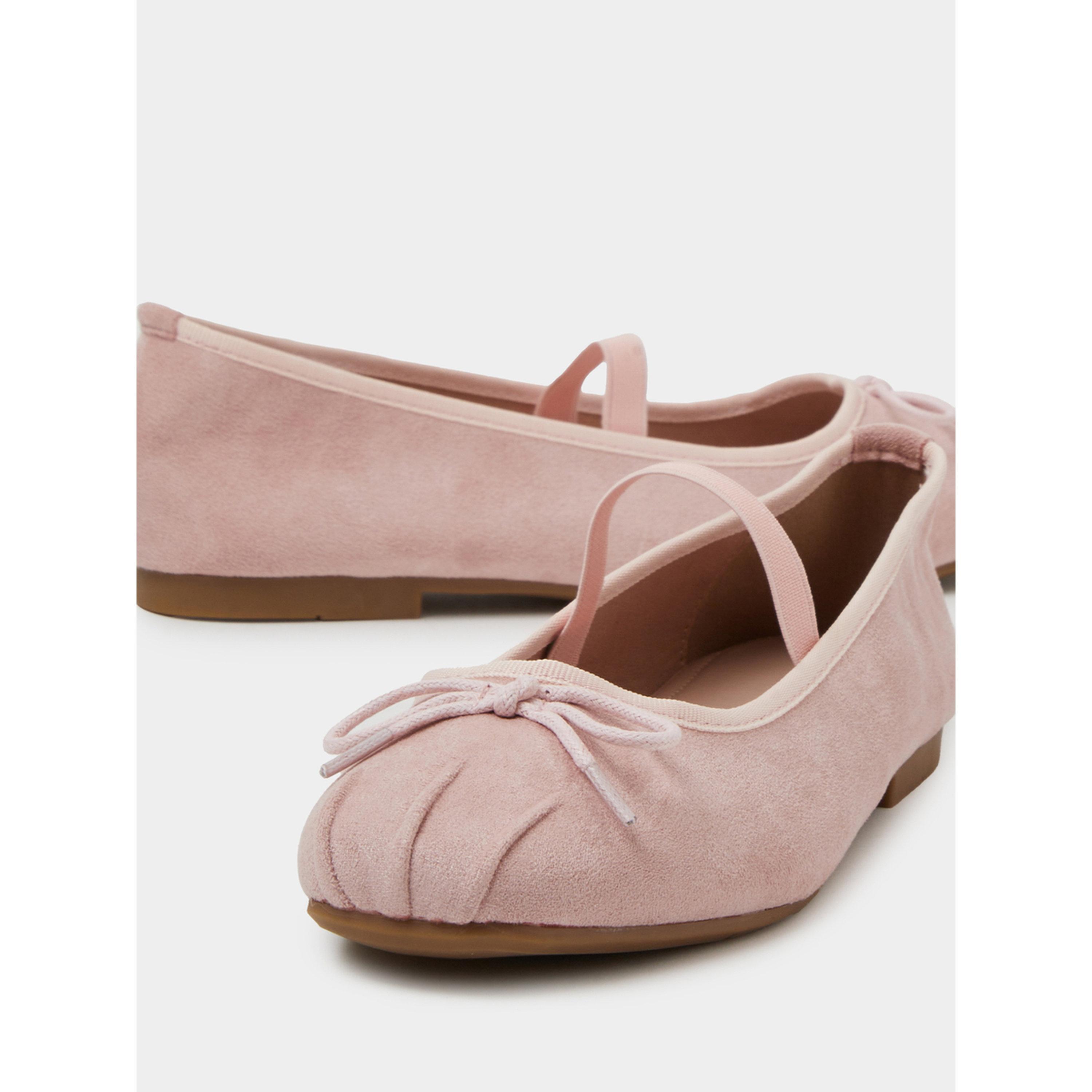 حذاء باليرينا سويد بتفاصيل فيونكة باللون الوردي-women-shoes-flats-ballerinas-image-5