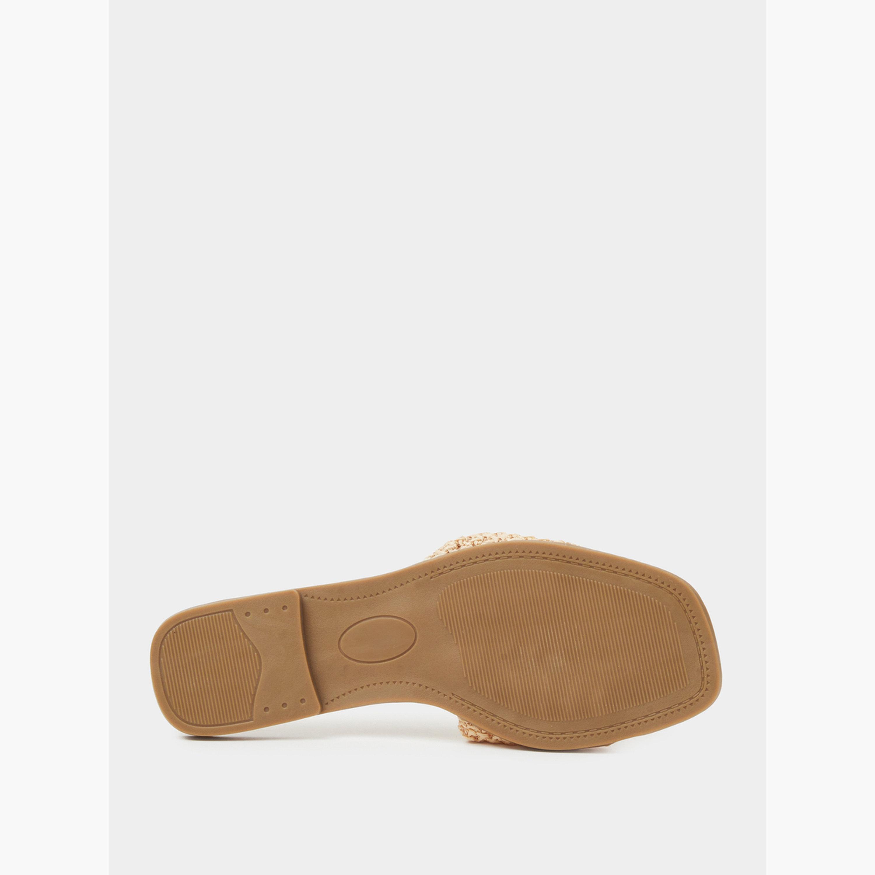 صندل فلات بتفاصيل منسوجة ومقدمة مفتوحة-women-shoes-sandals-flats-image-7
