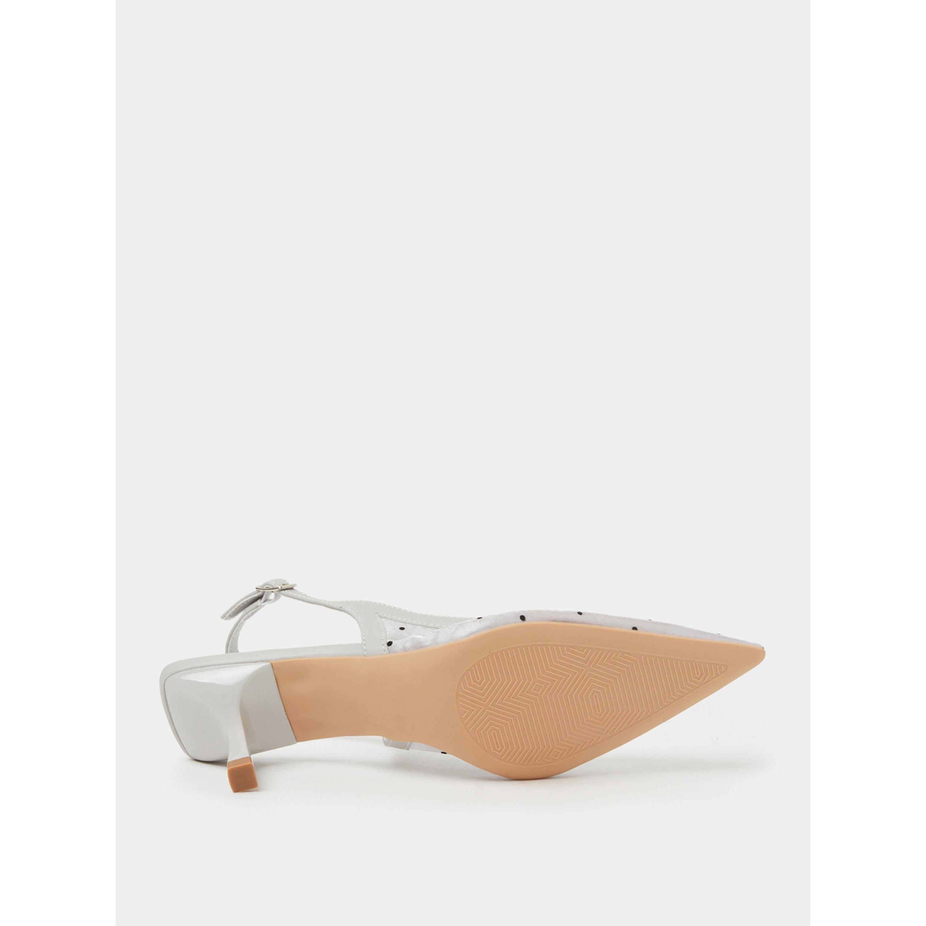حذاء بكعب متوسط وحزام خلفي وطبعة منقطة باللون الرمادي-women-shoes-heels-image-7