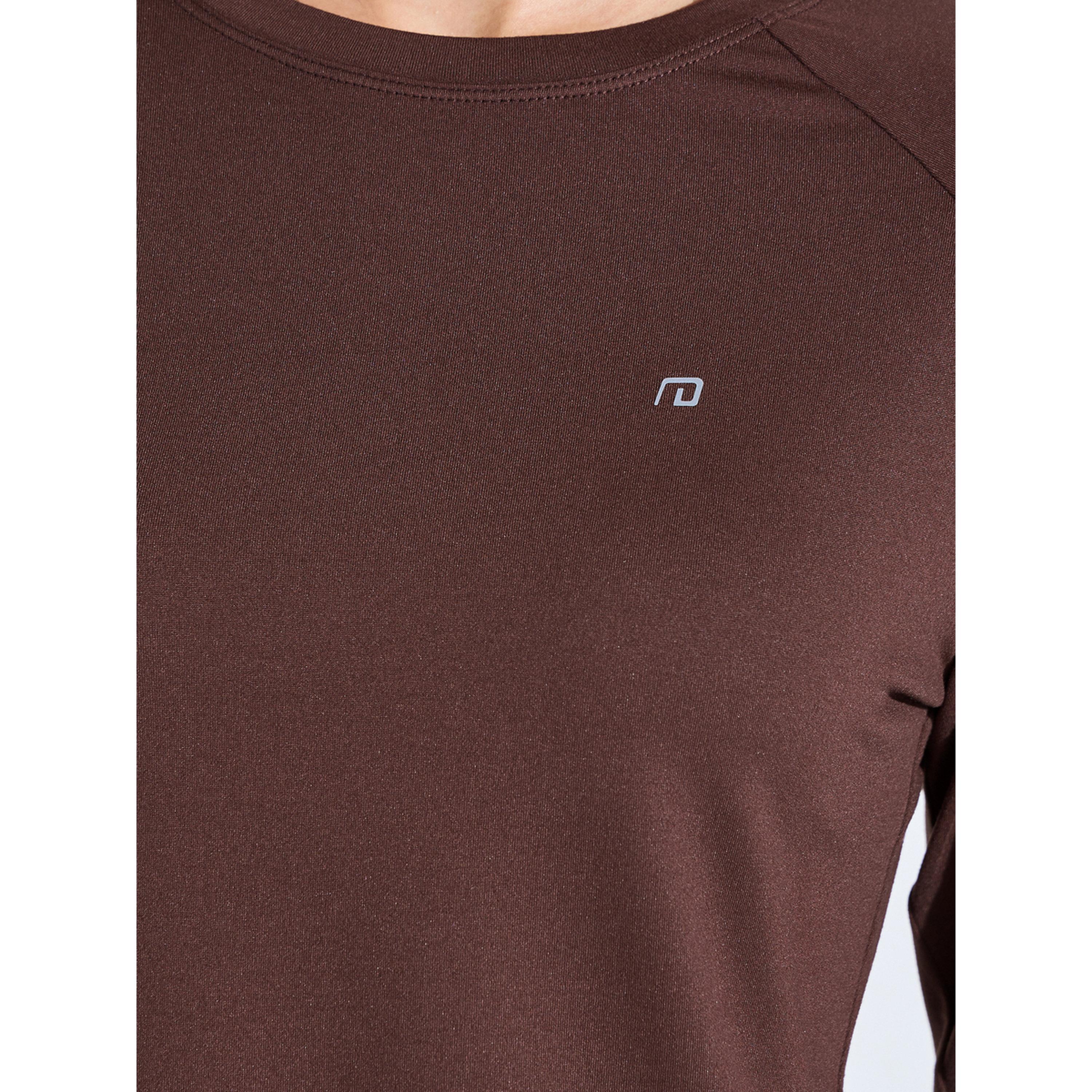 Styli Brown Solid Long Sleeve Activewear Top-sports-women-clothing-tshirtsandvests-image-4
