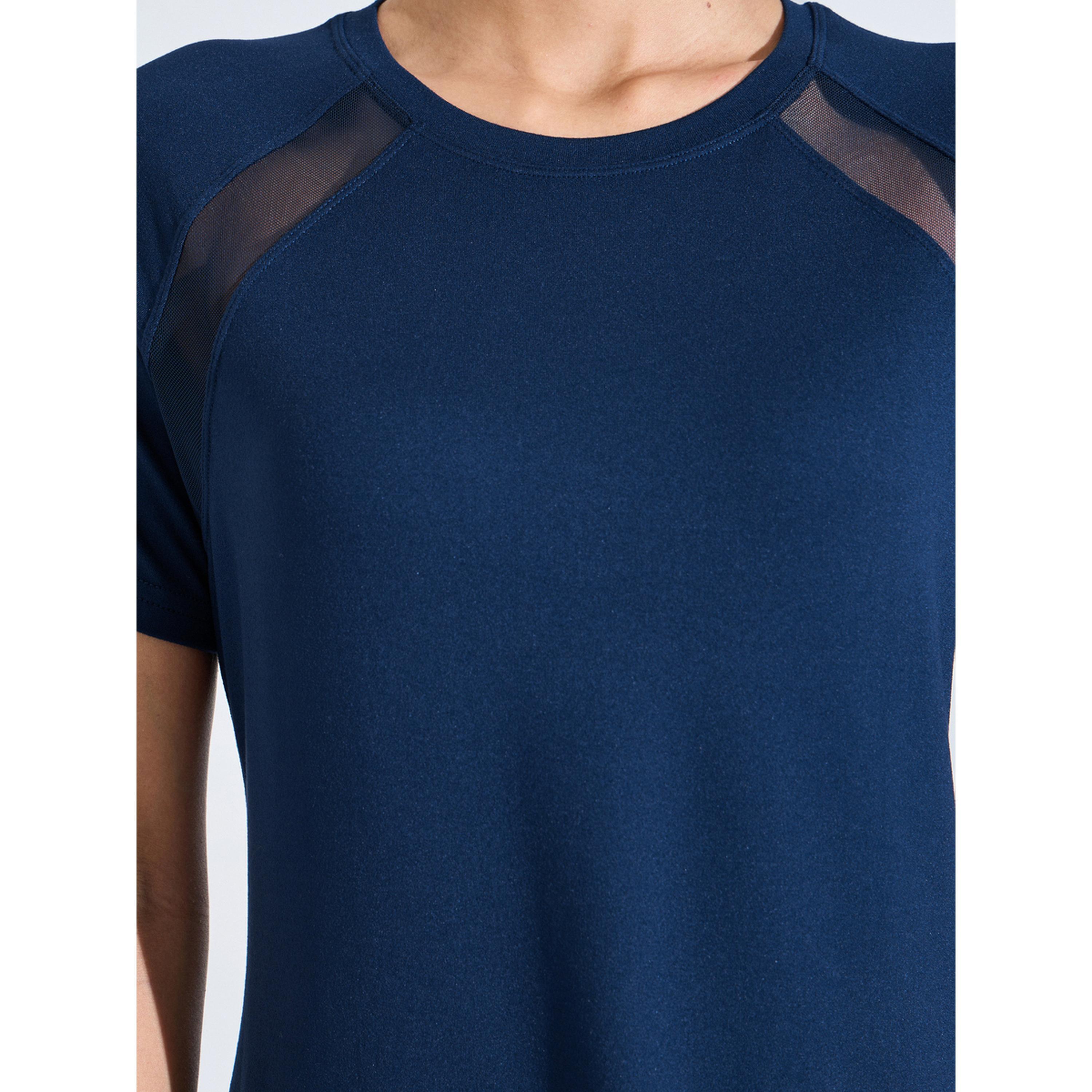 Styli Navy Blue Solid Activewear Top with Mesh Panels-sports-women-clothing-tshirtsandvests-image-5