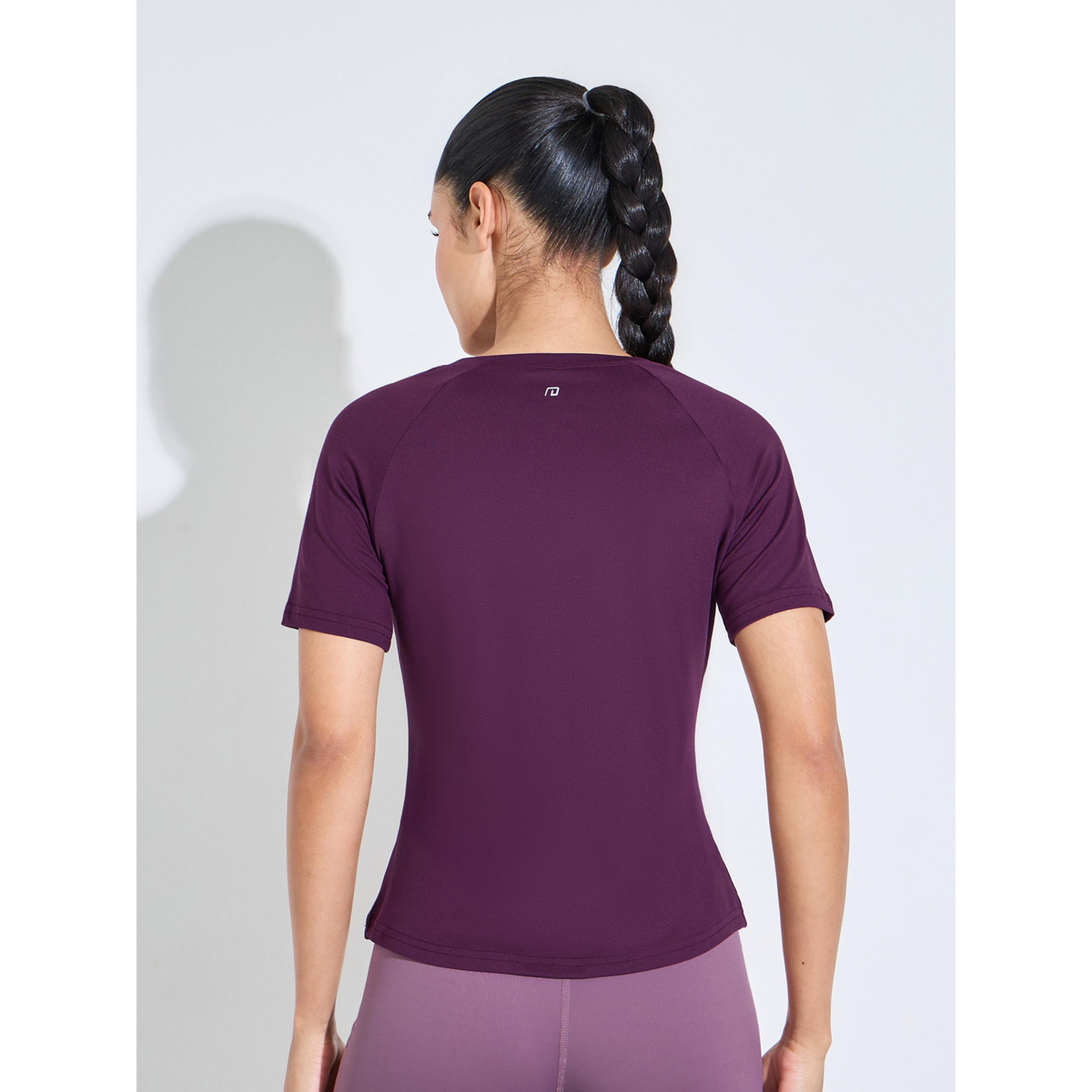 Styli Purple Solid Activewear Top with Mesh Panels-sports-women-clothing-tshirtsandvests-image-3