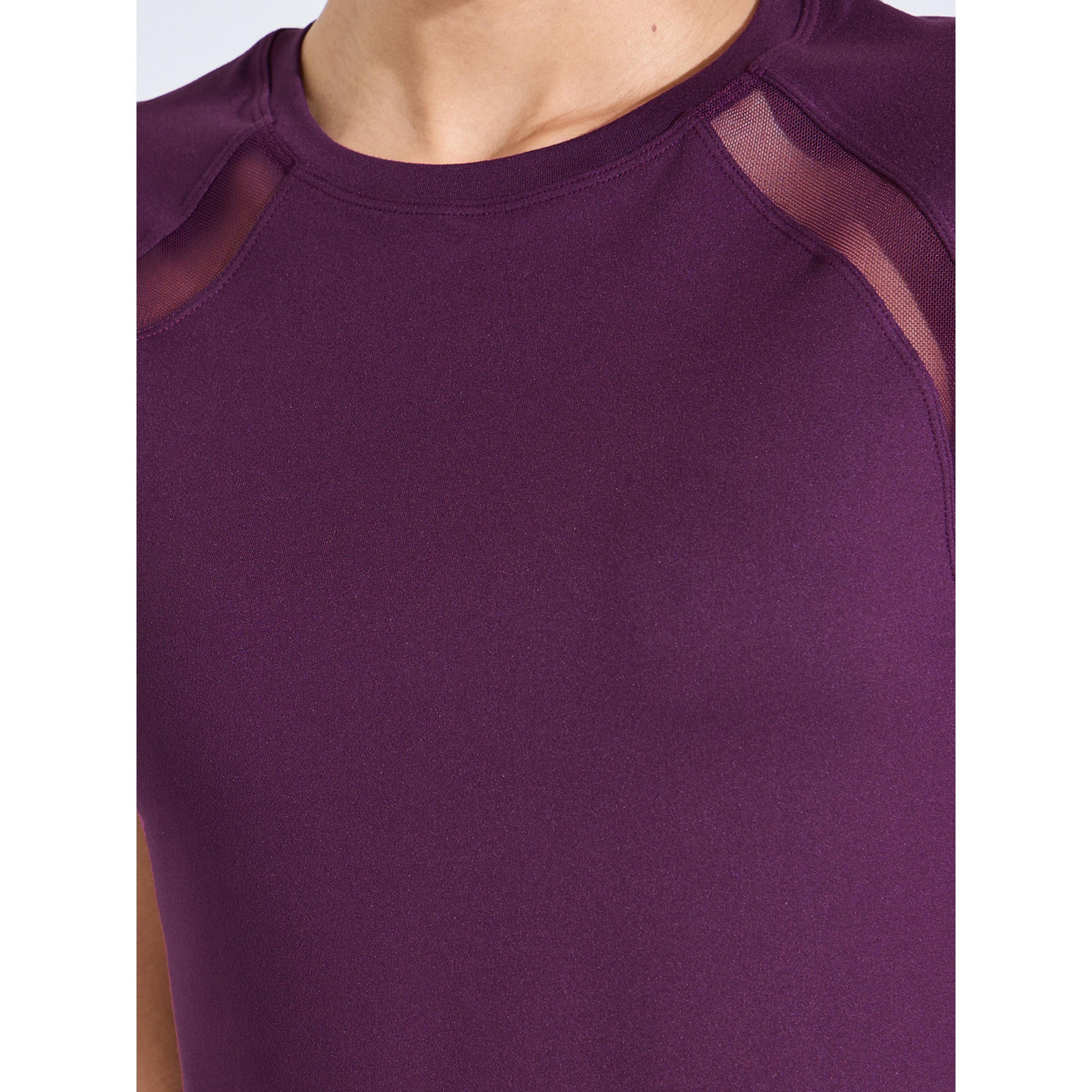 Styli Purple Solid Activewear Top with Mesh Panels-sports-women-clothing-tshirtsandvests-image-5