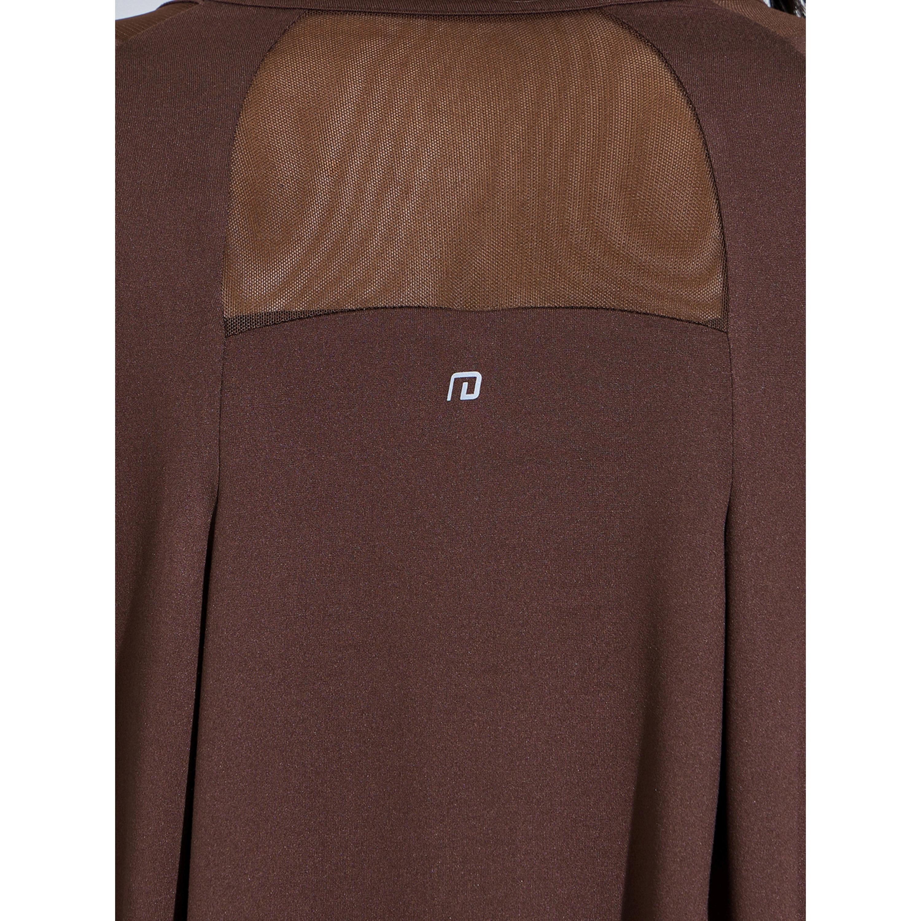 Styli Brown Long Sleeve Active Top with Mesh Neck Detail-sports-women-clothing-tshirtsandvests-image-4